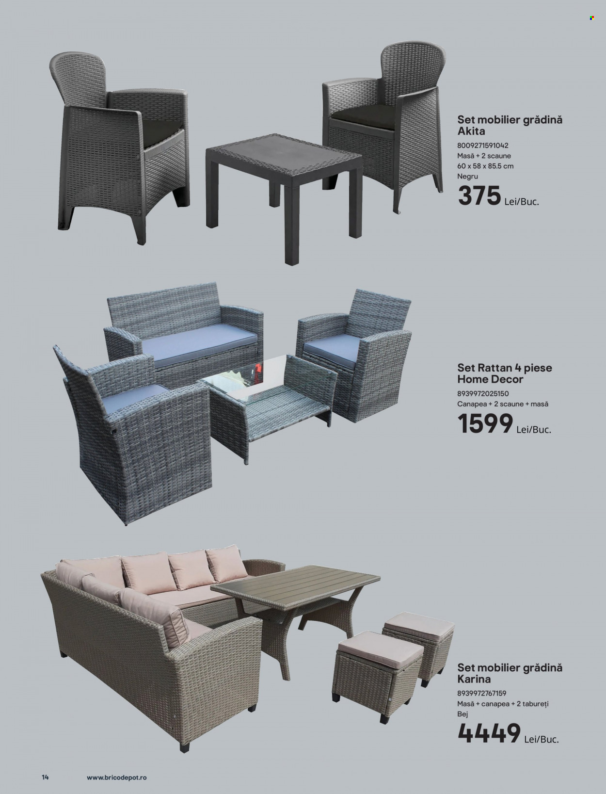 thumbnail - Cataloage Brico Depot - 24.04.2022 - 30.06.2022 - Produse în vânzare - set mobilier, masă, canapea, set mobilier gradina. Pagina 14.