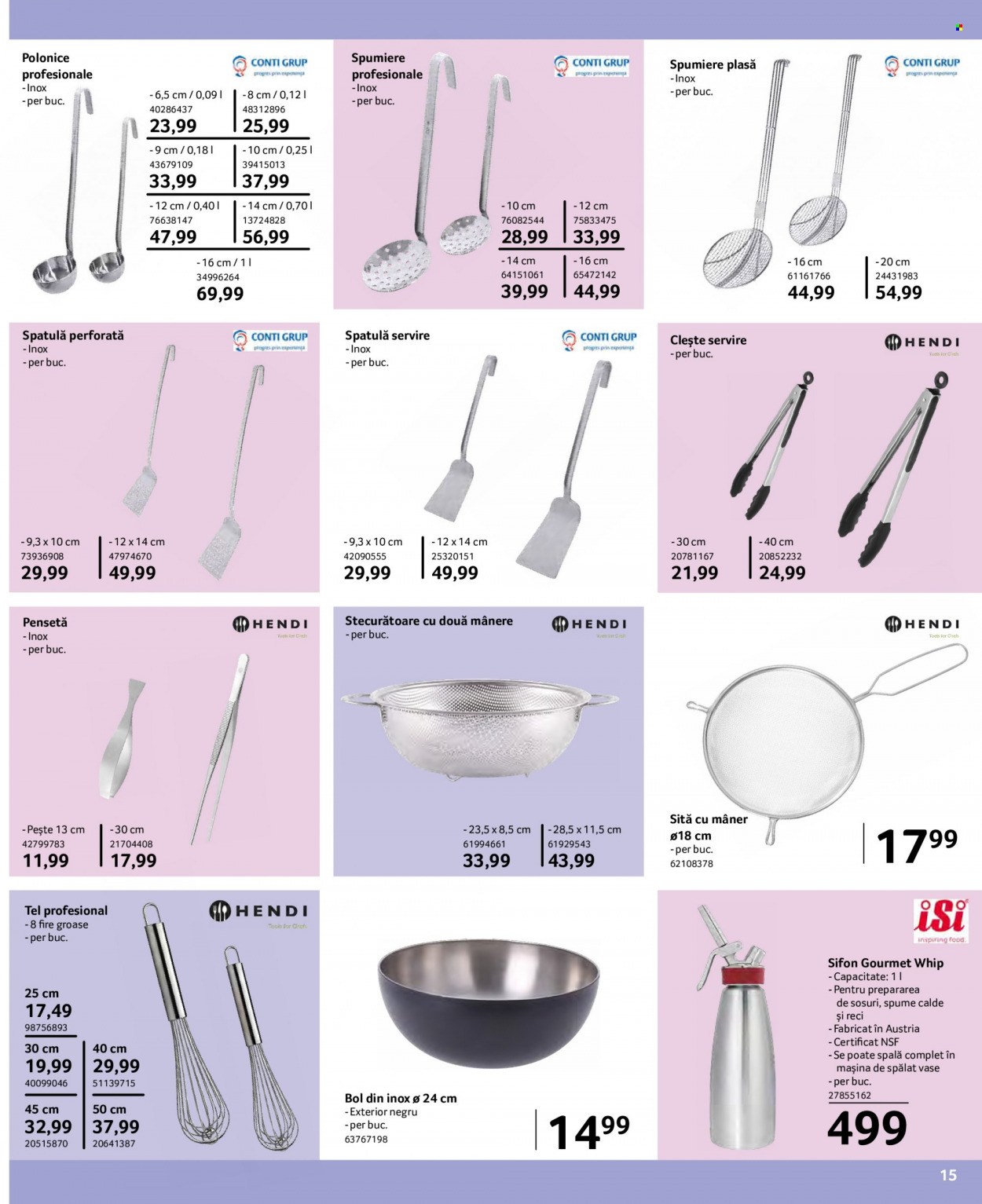 thumbnail - Cataloage Selgros - 10.06.2022 - 21.07.2022 - Produse în vânzare - spălat de vase, pensetă, cleşte, spatulă, bol, Gourmet. Pagina 15.