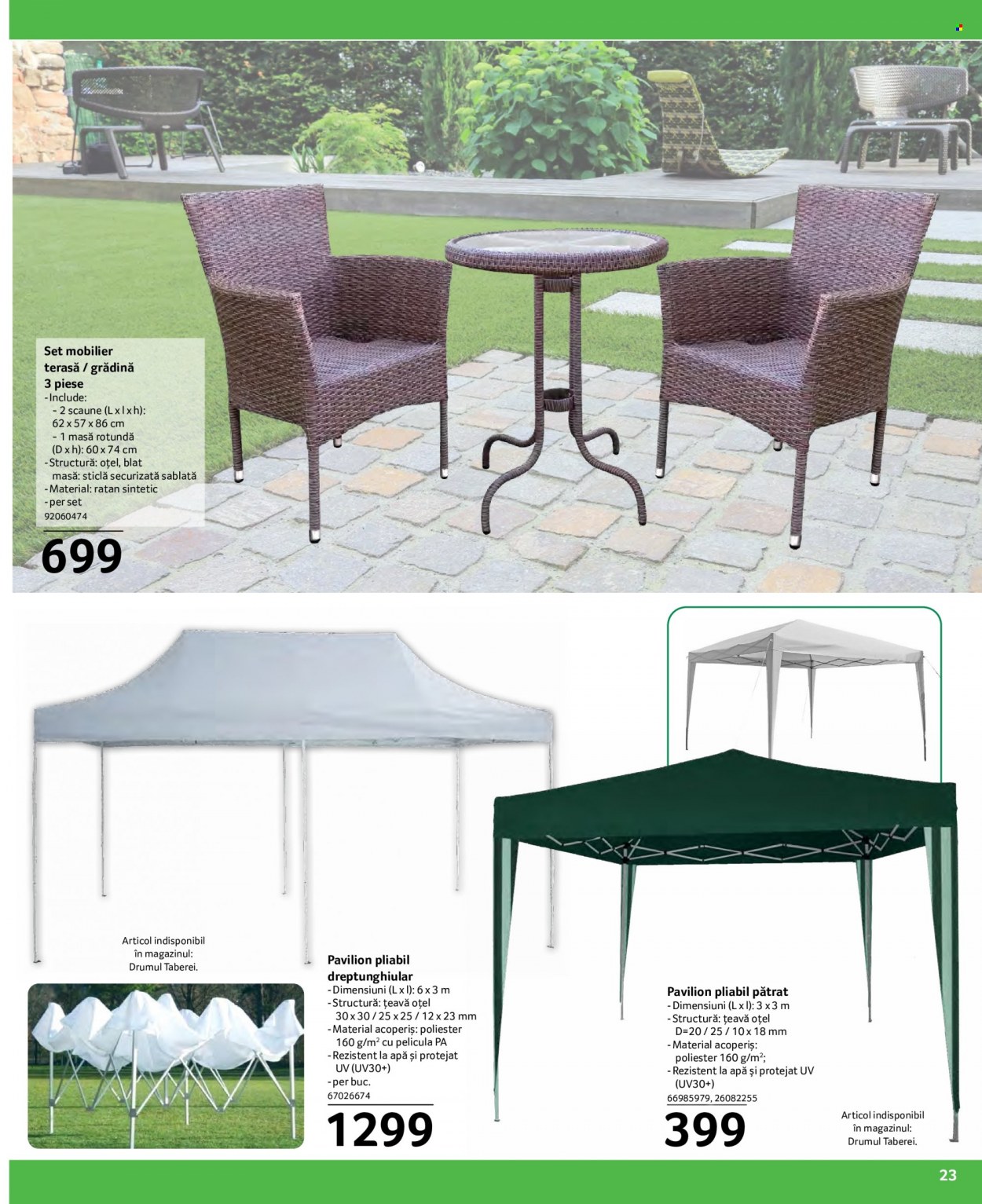 thumbnail - Cataloage Selgros - 10.06.2022 - 21.07.2022 - Produse în vânzare - set mobilier, masă, pavilion gradina. Pagina 23.
