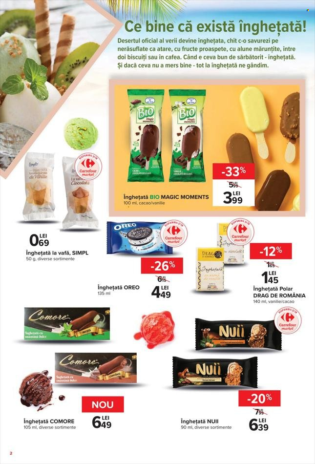 thumbnail - Cataloage Carrefour - 16.06.2022 - 13.07.2022 - Produse în vânzare - Oreo, înghețată, ciocolată, biscuiți, vafă, cacao, cafea, Polar. Pagina 2.