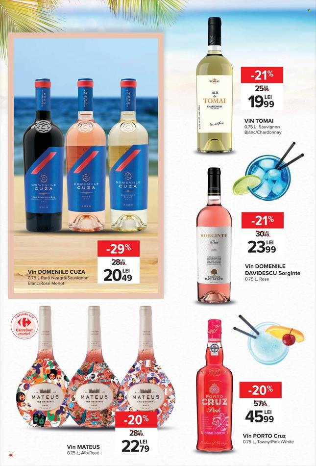 thumbnail - Cataloage Carrefour - 16.06.2022 - 13.07.2022 - Produse în vânzare - alcool, Chardonnay, Merlot, vin alb, Sauvignon Blanc, vin roşu, vin. Pagina 21.