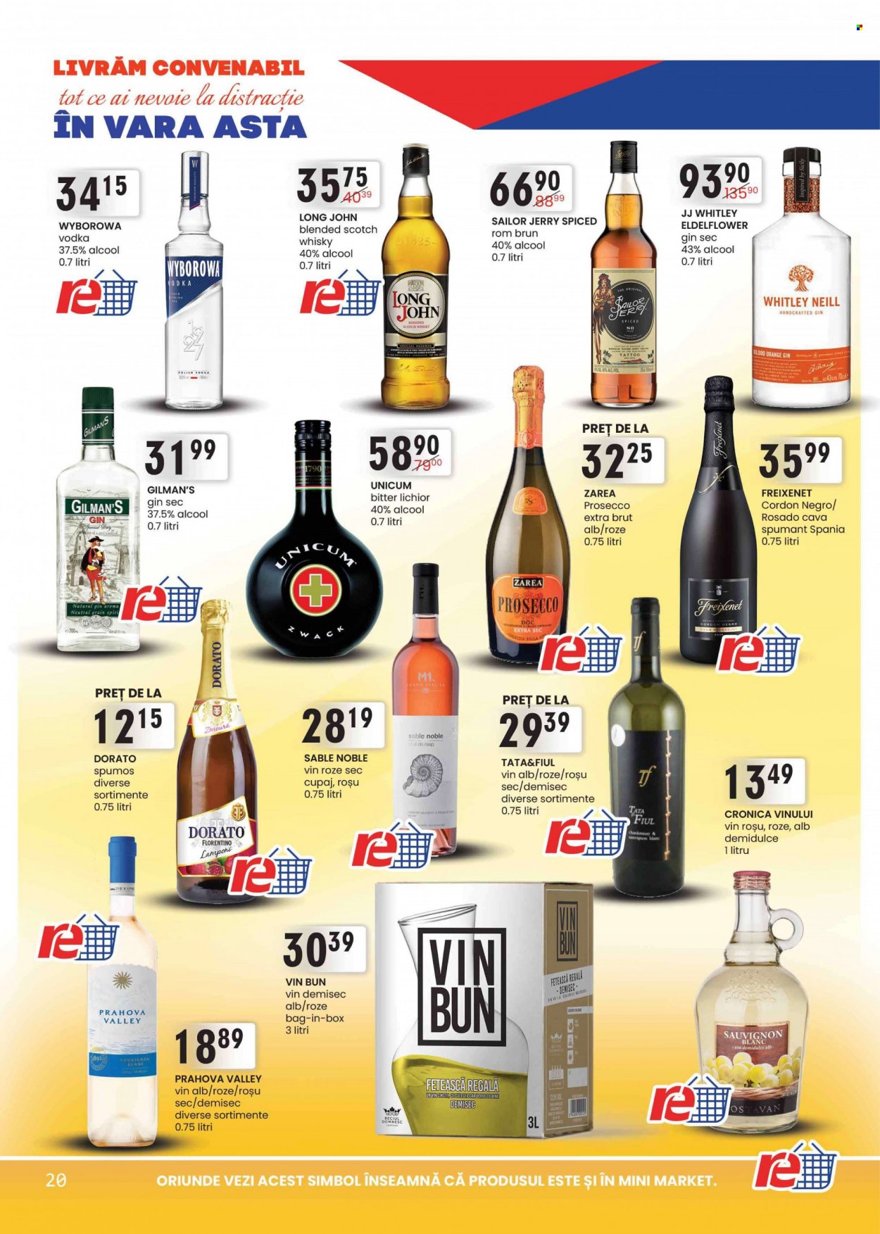 thumbnail - Cataloage remarkt - 23.06.2022 - 06.07.2022 - Produse în vânzare - alcool, proseco, vin alb, vin rose, Sauvignon Blanc, vin roşu, vin, gin, rom, Scotch Whisky, vodcă, whisky. Pagina 20.