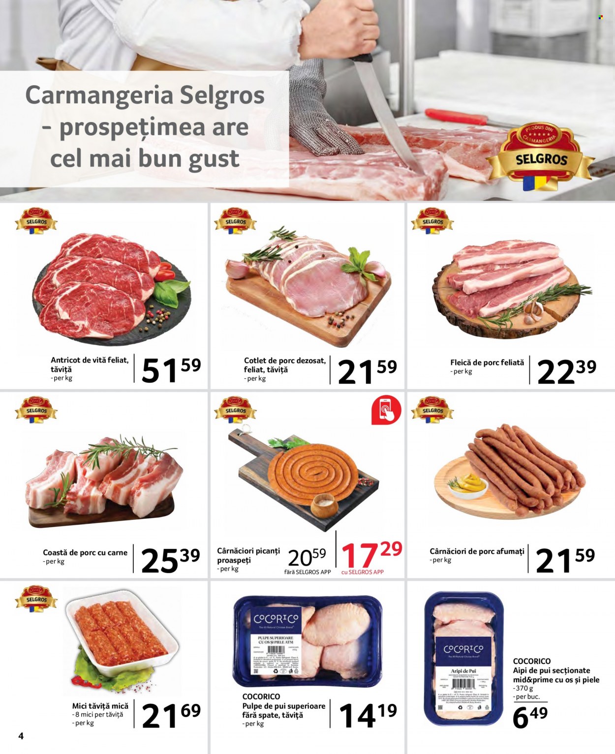 thumbnail - Cataloage Selgros - 24.06.2022 - 07.07.2022 - Produse în vânzare - pulpe de pui, aripi de pui, pulpe superioare de pui, carne de pui, antricot de vită, carne de vită, cotlet de porc, cârnaţi. Pagina 4.