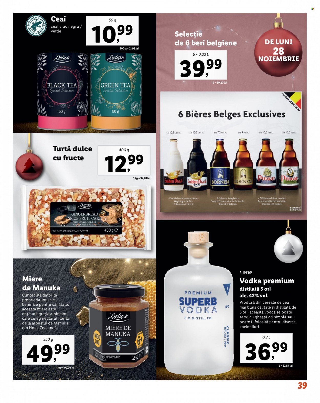 thumbnail - Cataloage Lidl - 14.11.2022 - 31.12.2022 - Produse în vânzare - alcool, turtă dulce, papaya, miere, ceai, vodcă. Pagina 39.