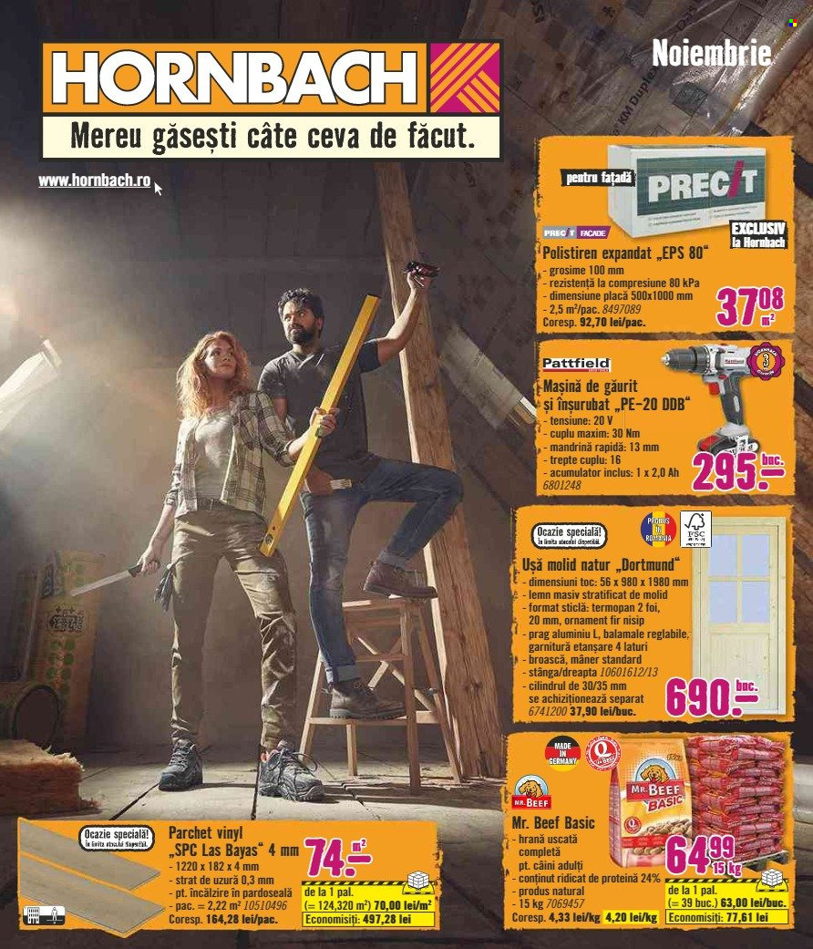 thumbnail - Cataloage Hornbach - 31.10.2022 - 04.12.2022 - Produse în vânzare - parchet, polistiren expandat, ușă, mașină de găurit și înșurubat. Pagina 1.