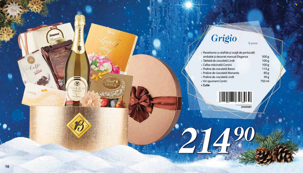 thumbnail - Cataloage Selgros - 01.11.2022 - 31.12.2022 - Produse în vânzare - alcool, panettone, praline, Lindt, cafea măcinată, vin, vin spumant. Pagina 16.