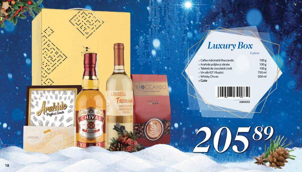 thumbnail - Cataloage Selgros - 01.11.2022 - 31.12.2022 - Produse în vânzare - alcool, Lindt, arahide, cafea măcinată, vin alb, vin, whisky, Chivas. Pagina 18.