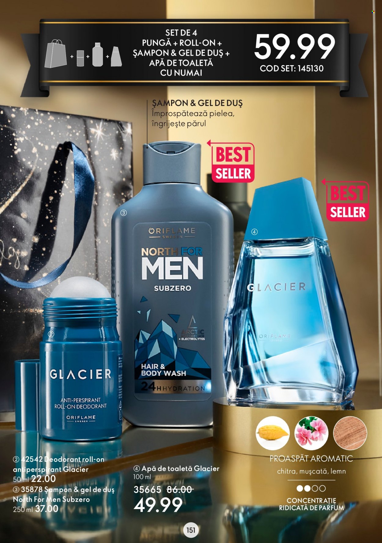 thumbnail - Cataloage Oriflame - 19.11.2022 - 09.12.2022 - Produse în vânzare - șampon, North for Men, antiperspirant, apă de parfum, apă de toaletă, deodorant, roll-on. Pagina 151.