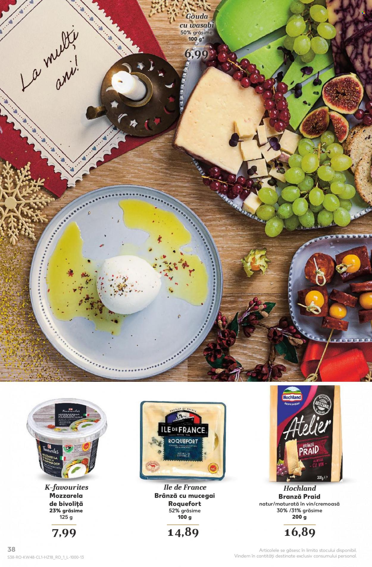 thumbnail - Cataloage Kaufland - 30.11.2022 - 31.12.2022 - Produse în vânzare - brânză, gouda, Hochland, roquefort, wasabi. Pagina 38.