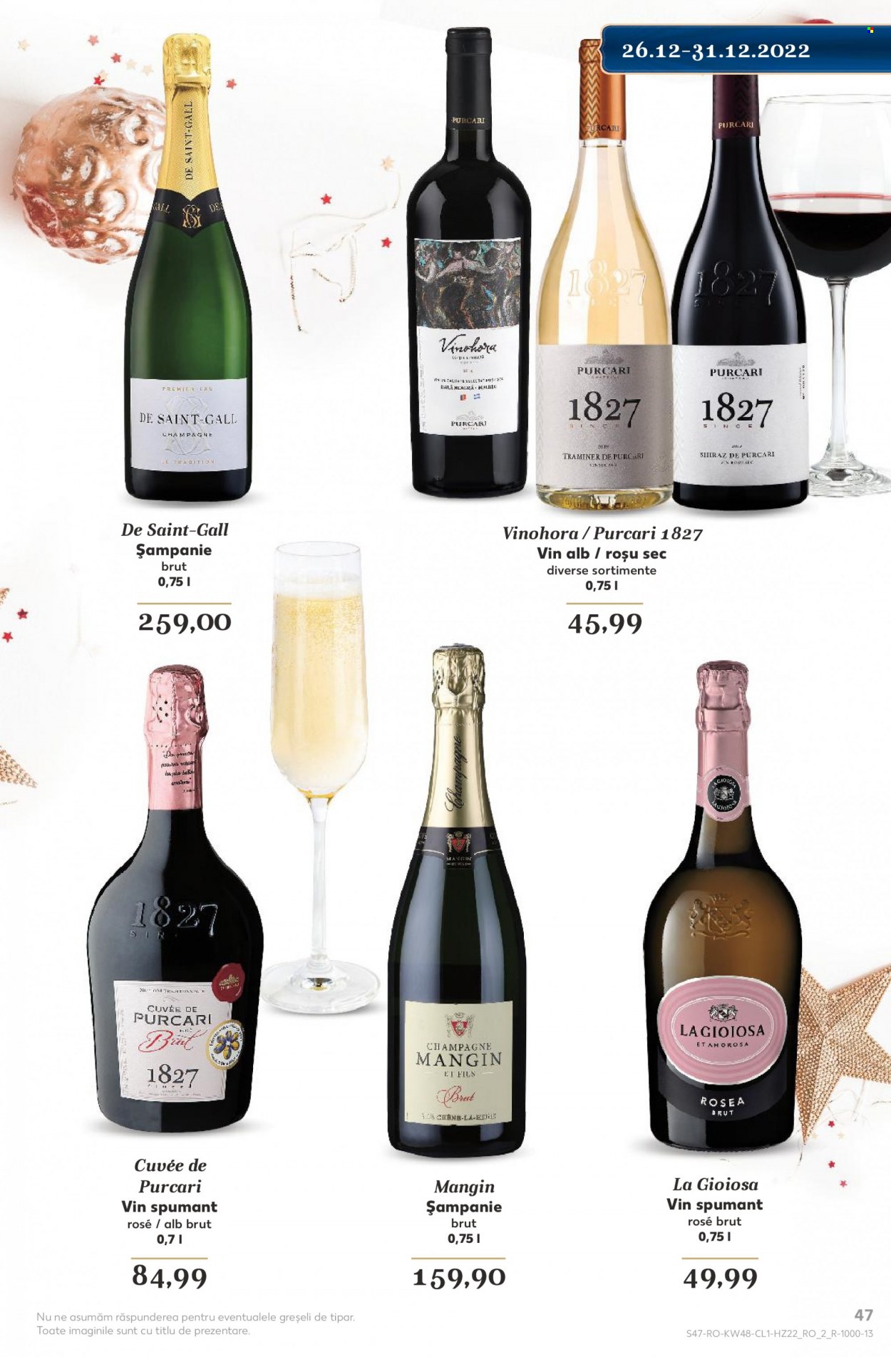 thumbnail - Cataloage Kaufland - 30.11.2022 - 31.12.2022 - Produse în vânzare - alcool, vin spumant rose, vin alb, vin roşu, sampanie, vin, vin spumant, Purcari. Pagina 47.