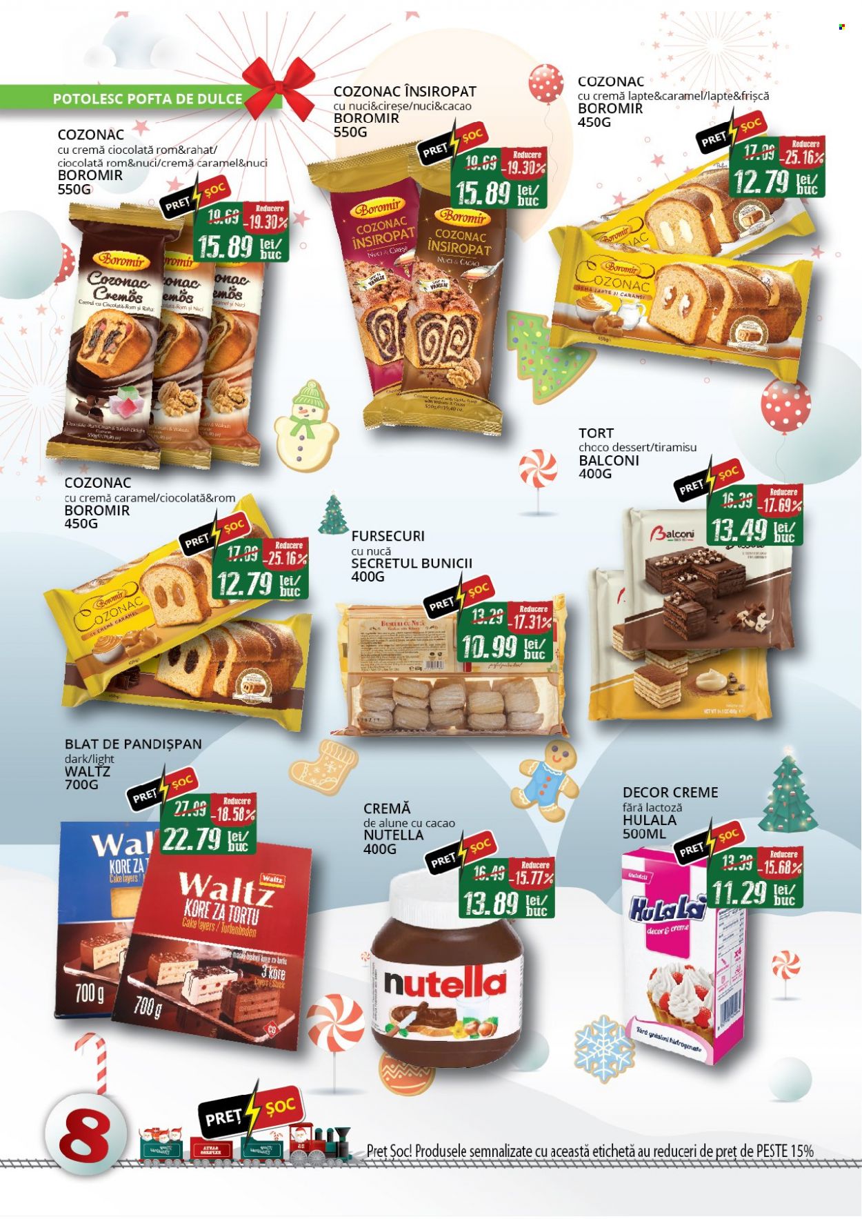 thumbnail - Cataloage Diana supermarket - 01.12.2022 - 31.12.2022 - Produse în vânzare - Hulala, cireşe, Nutella, prăjitură, fursecuri, rahat, rom. Pagina 8.