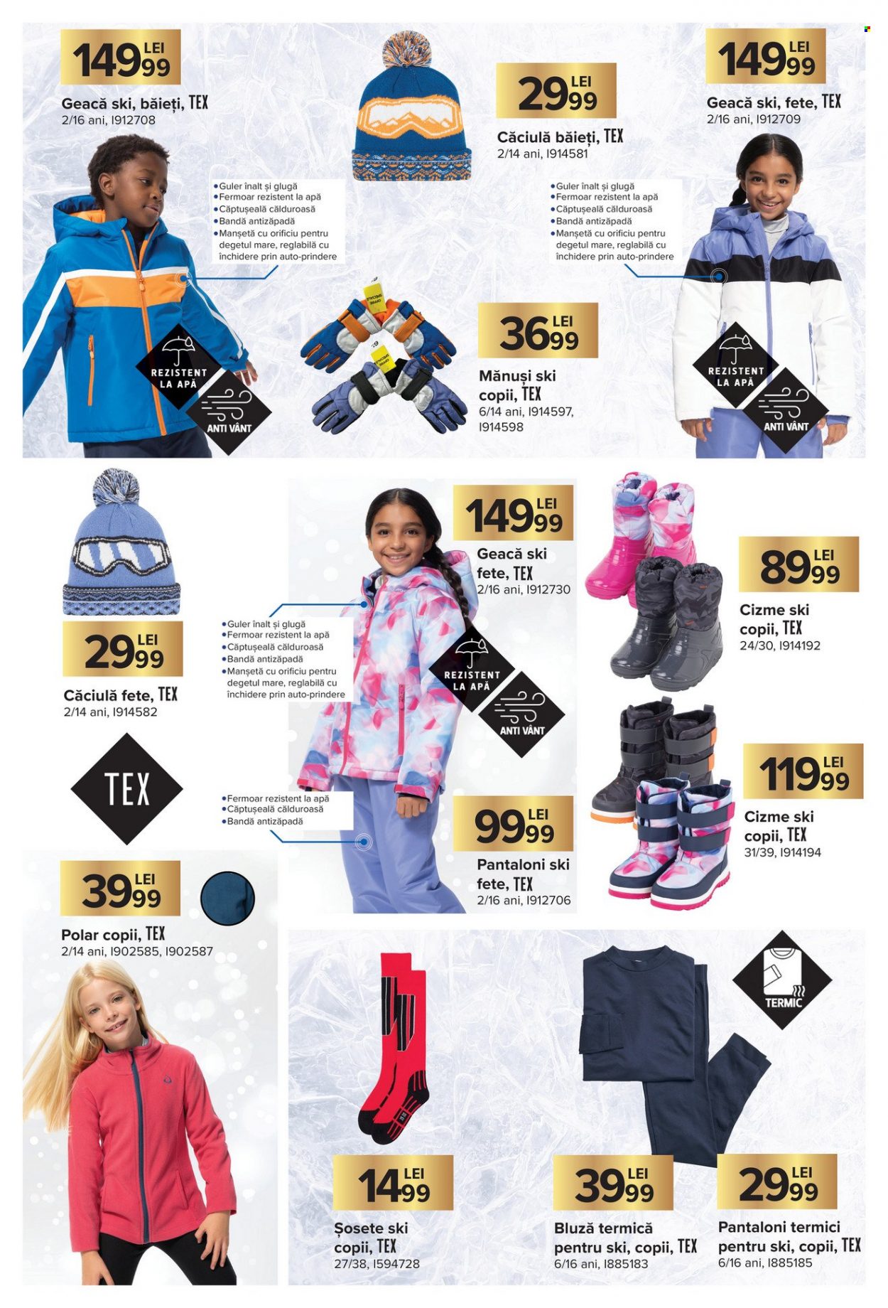 thumbnail - Cataloage Carrefour - 01.12.2022 - 04.01.2023 - Produse în vânzare - apă, mănuși, Polar, geacă, pantalon, pantaloni termici, bluza, șosete, căciulă, pantaloni ski. Pagina 5.