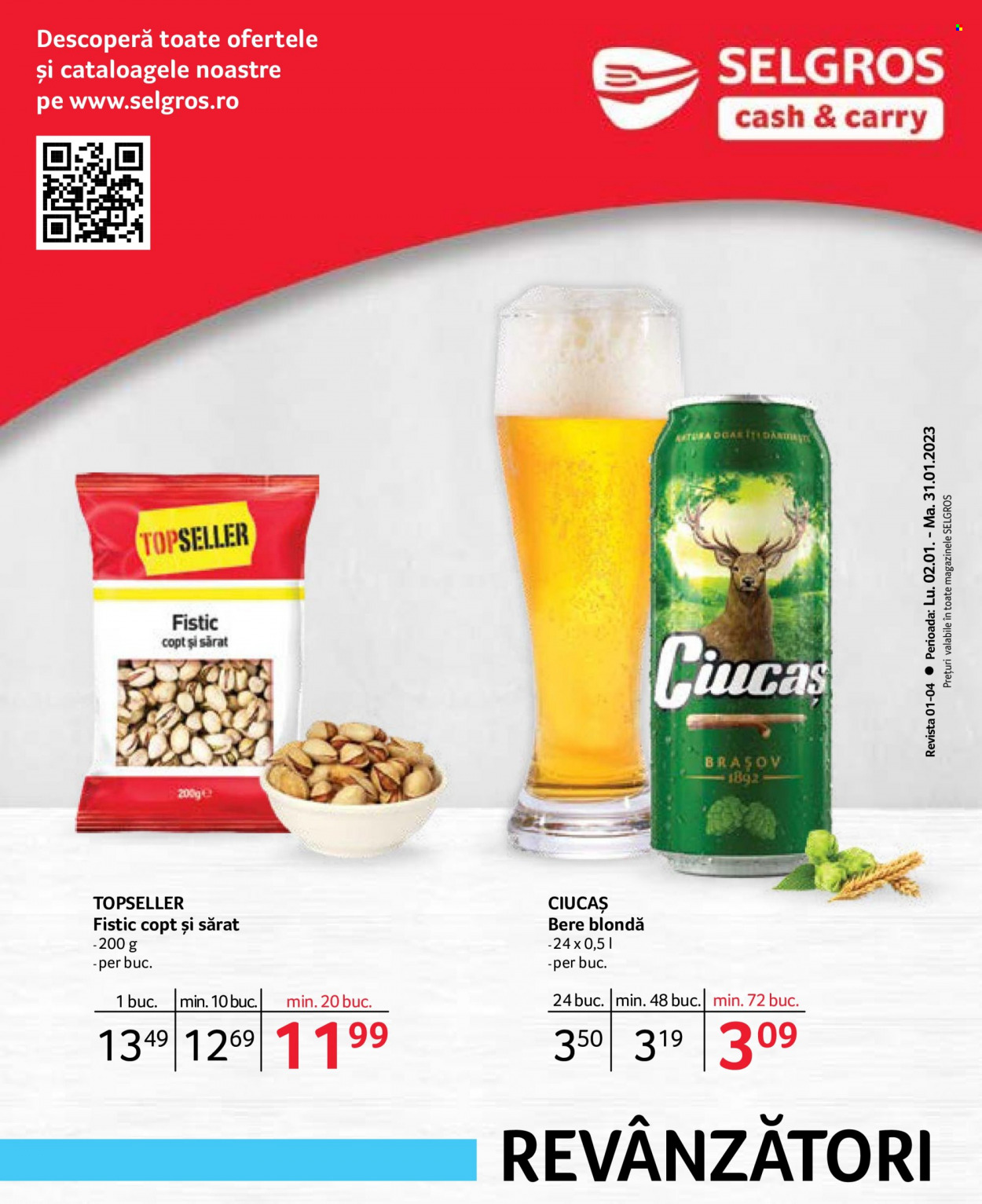 thumbnail - Cataloage Selgros - 02.01.2023 - 31.01.2023 - Produse în vânzare - bere blondă, alcool, bere, fistic. Pagina 1.
