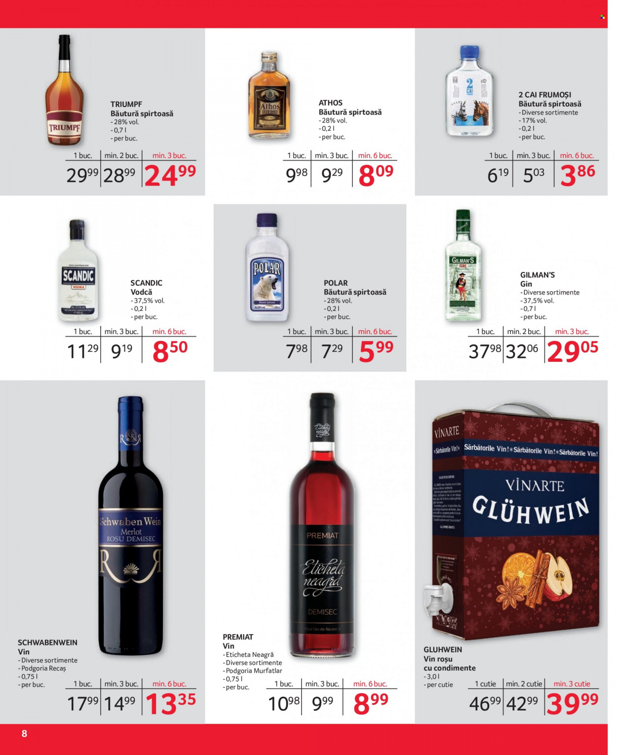 thumbnail - Cataloage Selgros - 02.01.2023 - 31.01.2023 - Produse în vânzare - alcool, apă, vin roşu, vin, băutură spirtoasă, gin, vodcă, Polar. Pagina 8.