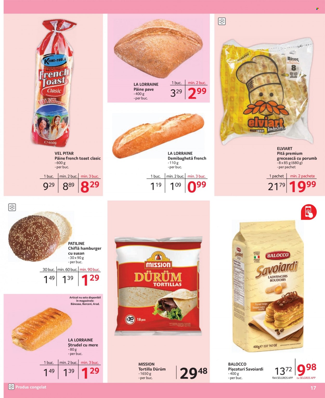 thumbnail - Cataloage Selgros - 02.01.2023 - 31.01.2023 - Produse în vânzare - chiflă, pita, toast, tortilla, pâine, demibaghetă, pișcoturi, ștrudel, hamburger. Pagina 17.