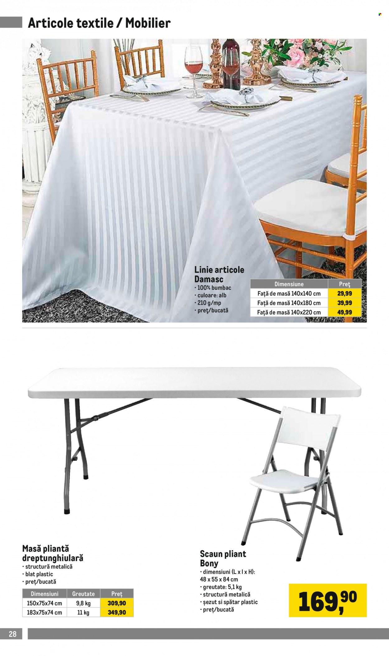 thumbnail - Cataloage Metro - 03.01.2023 - 31.03.2023 - Produse în vânzare - fata de masa, scaun, scaun pliant. Pagina 28.