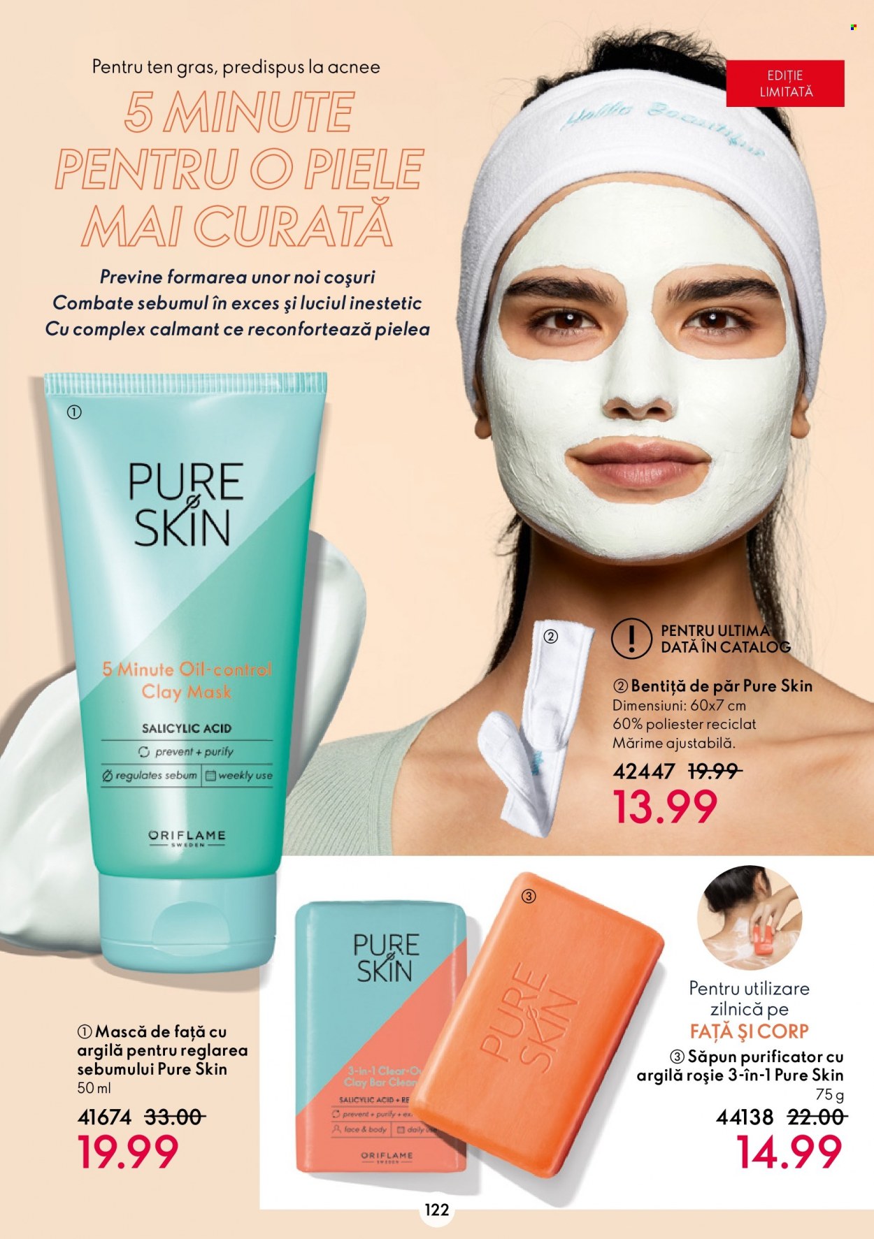 thumbnail - Cataloage Oriflame - 18.01.2023 - 07.02.2023 - Produse în vânzare - săpun, mască, mască de faţă, Pure Skin, bentiţă. Pagina 122.