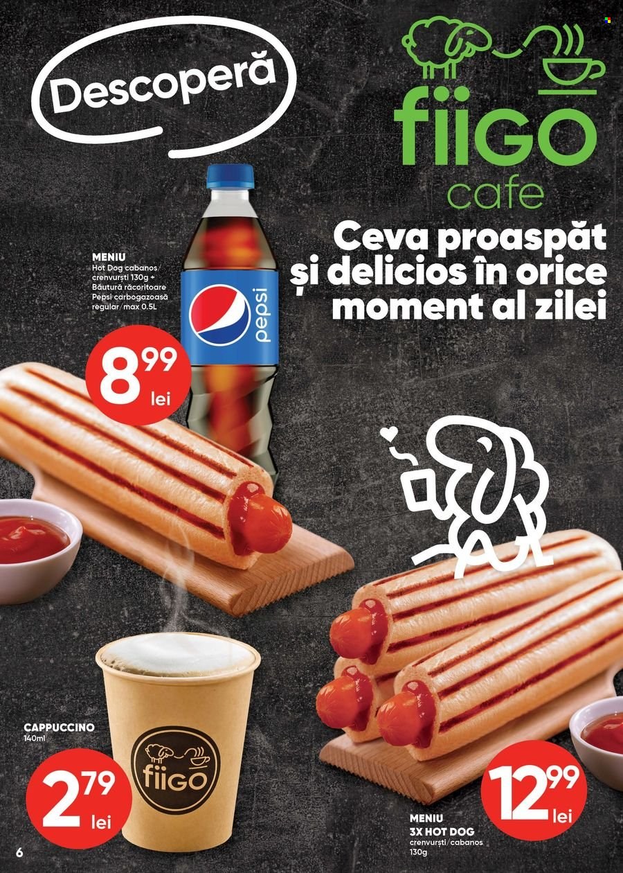 thumbnail - Cataloage Profi Loco - 25.01.2023 - 07.02.2023 - Produse în vânzare - crenvurști, hot dog, băutură răcoritoare, Pepsi, cappuccino. Pagina 6.