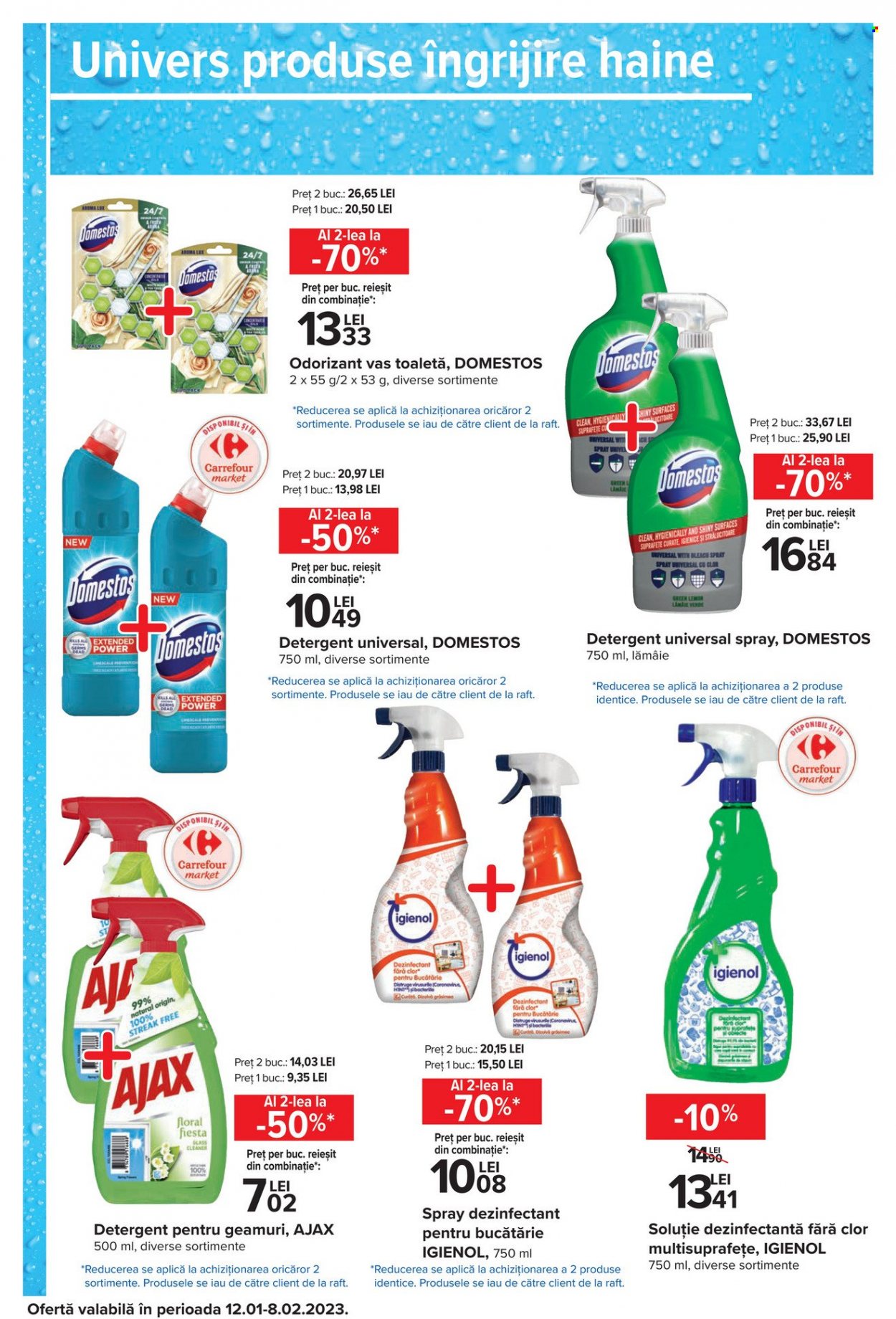 thumbnail - Cataloage Carrefour - 26.01.2023 - 01.02.2023 - Produse în vânzare - Ajax, detergent, Domestos, dezinfectare. Pagina 53.