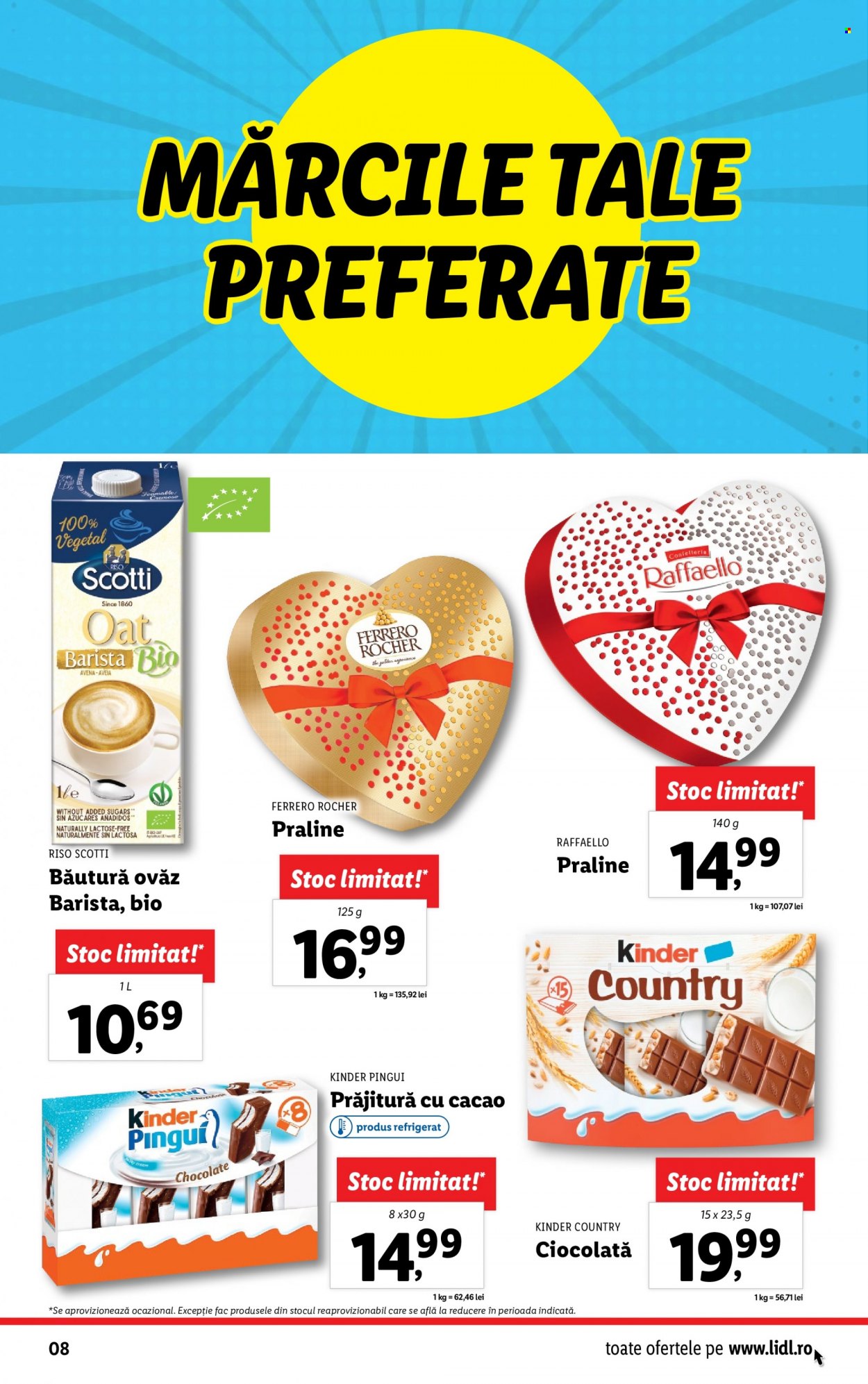 thumbnail - Cataloage Lidl - 06.02.2023 - 12.02.2023 - Produse în vânzare - prăjitură, ciocolată, Ferrero Rocher, Kinder Pingui, praline, Kinder. Pagina 8.