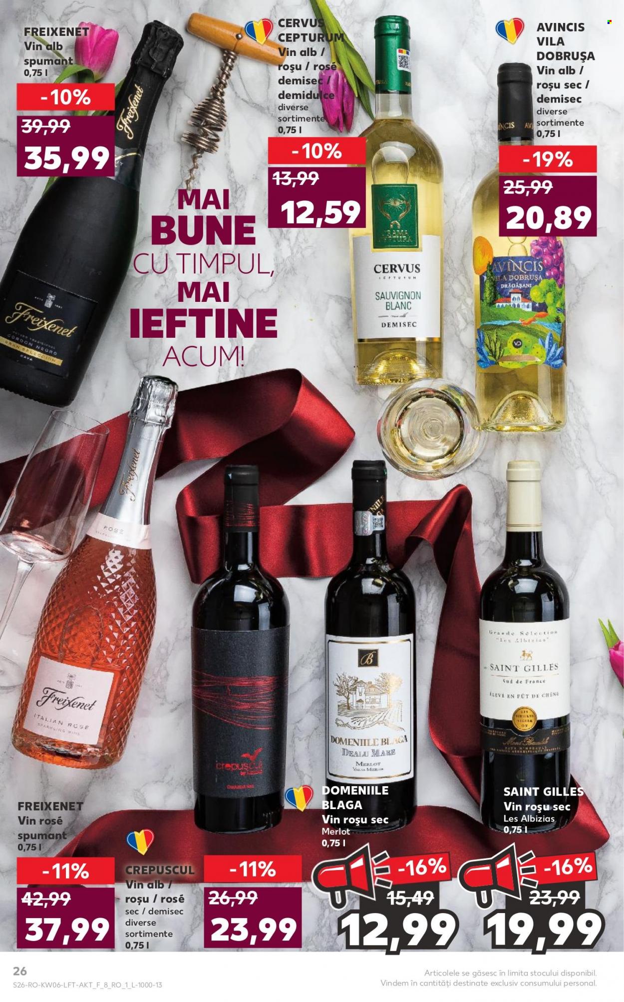 thumbnail - Cataloage Kaufland - 08.02.2023 - 14.02.2023 - Produse în vânzare - alcool, unt, Merlot, vin alb, vin rose, Sauvignon Blanc, vin roşu, vin. Pagina 26.