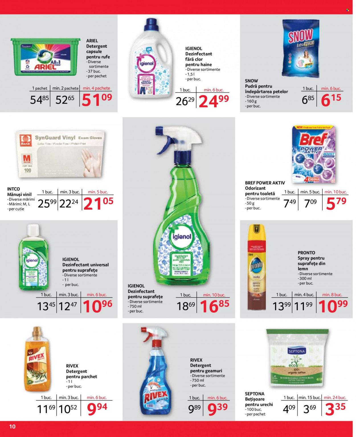 thumbnail - Cataloage Selgros - 01.03.2023 - 31.03.2023 - Produse în vânzare - detergent, dezinfectare, Bref, Rivex, Ariel, detergent capsule, mănuși. Pagina 10.