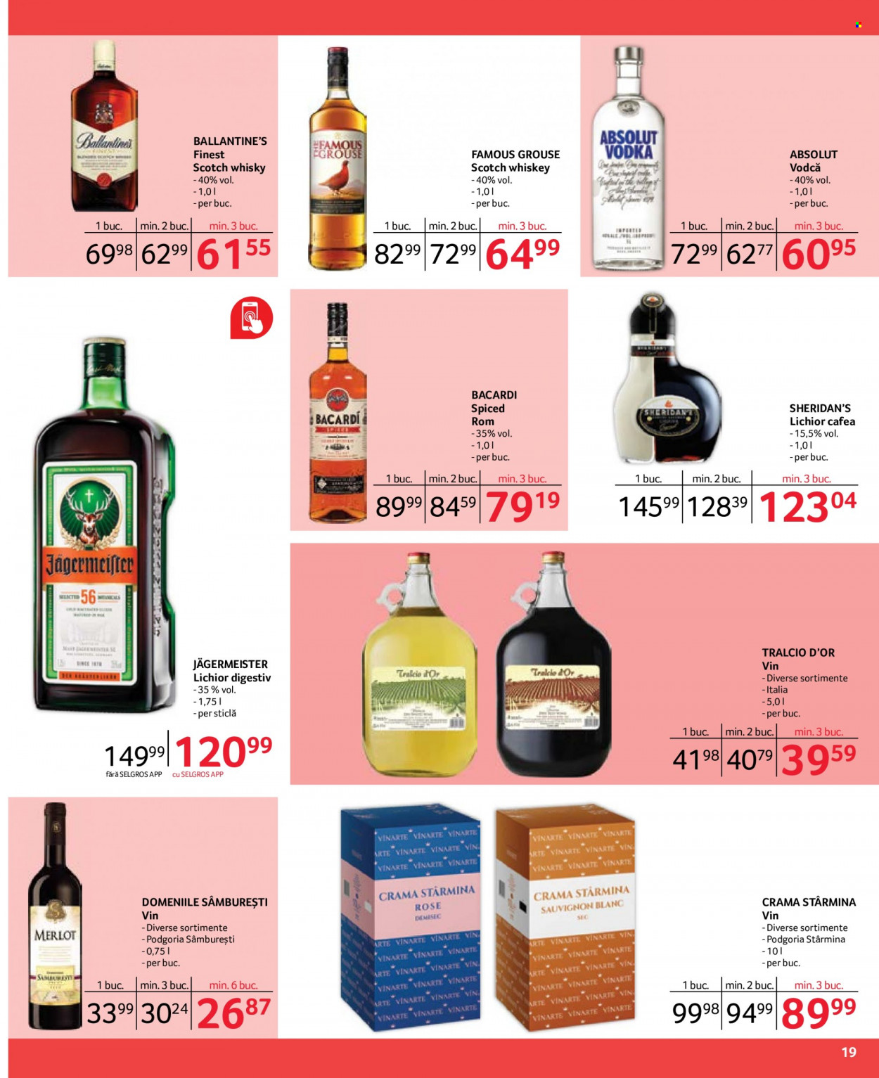 thumbnail - Cataloage Selgros - 01.03.2023 - 31.03.2023 - Produse în vânzare - Absolut, Bacardi, Jägermeister, rom, Scotch Whisky, vodcă, whisky, Ballantine's. Pagina 19.