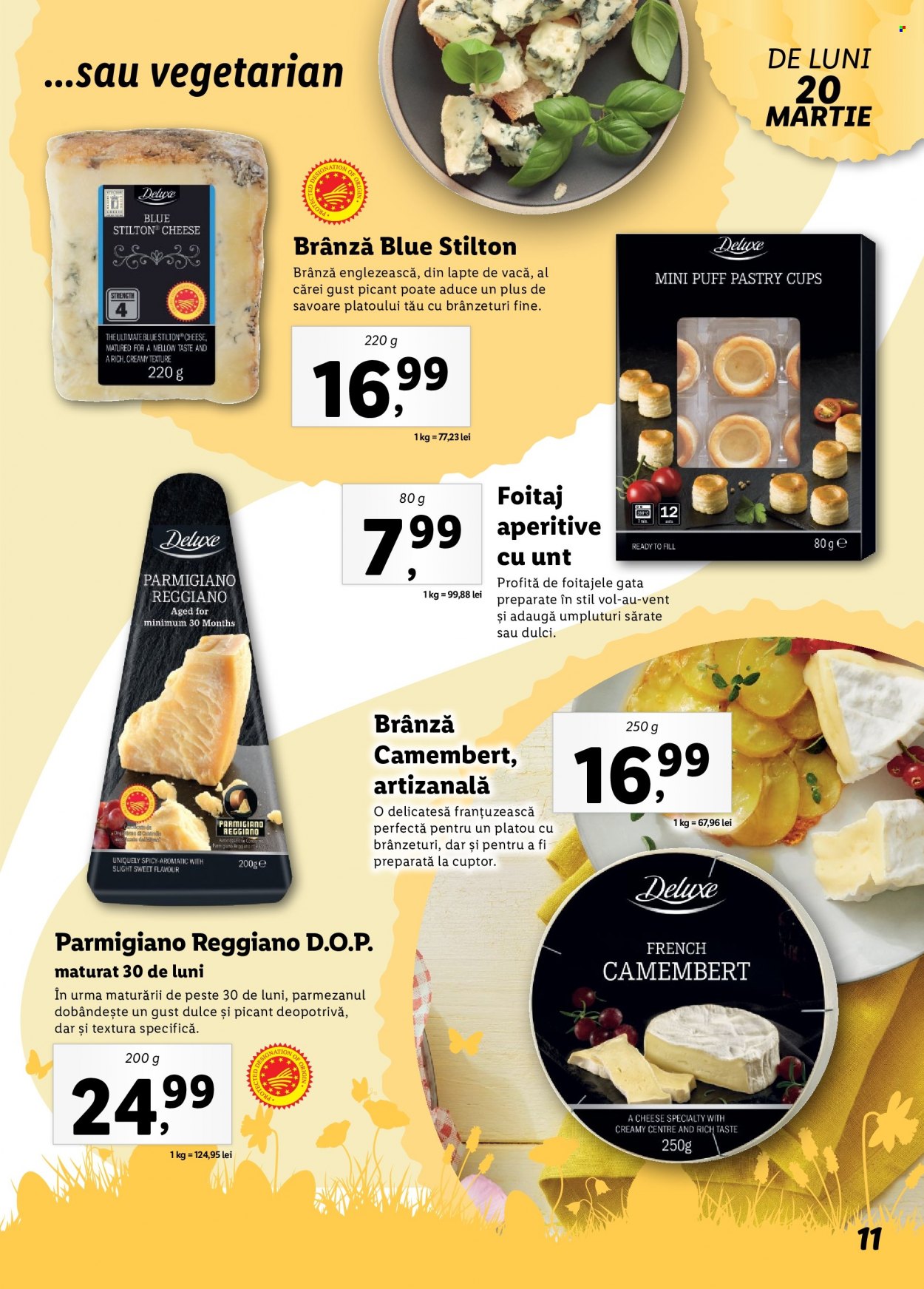 thumbnail - Cataloage Lidl - Produse în vânzare - camembert, brânză, Stilton, platou. Pagina 11.