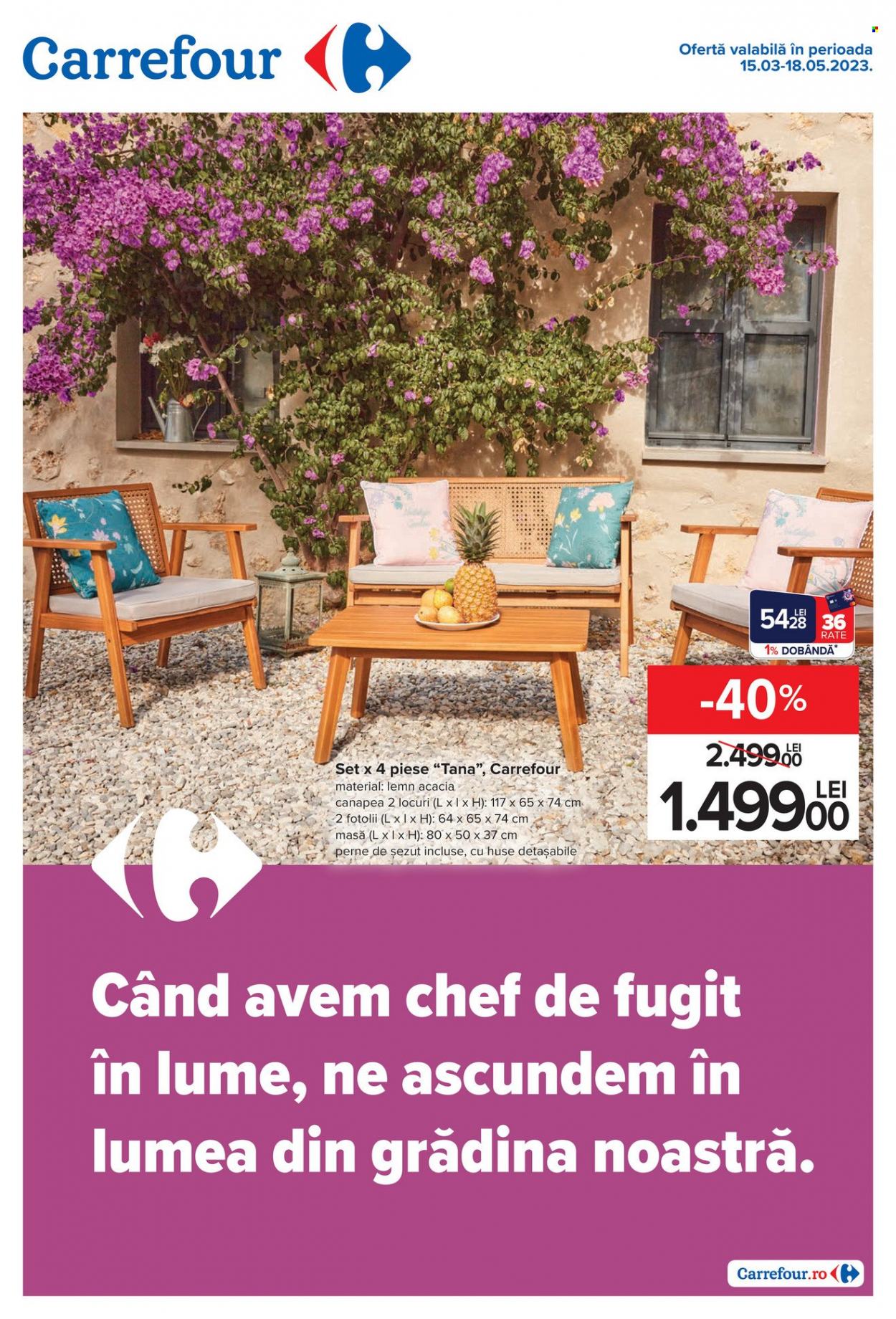 thumbnail - Cataloage Carrefour - 15.03.2023 - 18.05.2023 - Produse în vânzare - pernă, masă, canapea. Pagina 1.