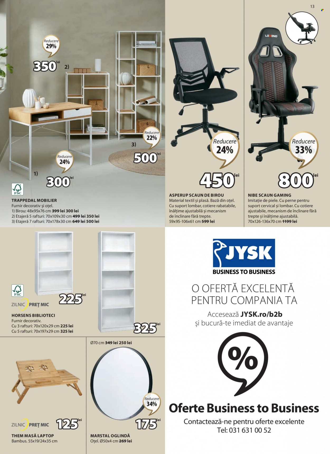 thumbnail - Cataloage JYSK - 16.03.2023 - 12.04.2023 - Produse în vânzare - masă, scaun, etajeră, masă laptop, scaun de birou, scaun gaming, oglindă. Pagina 13.