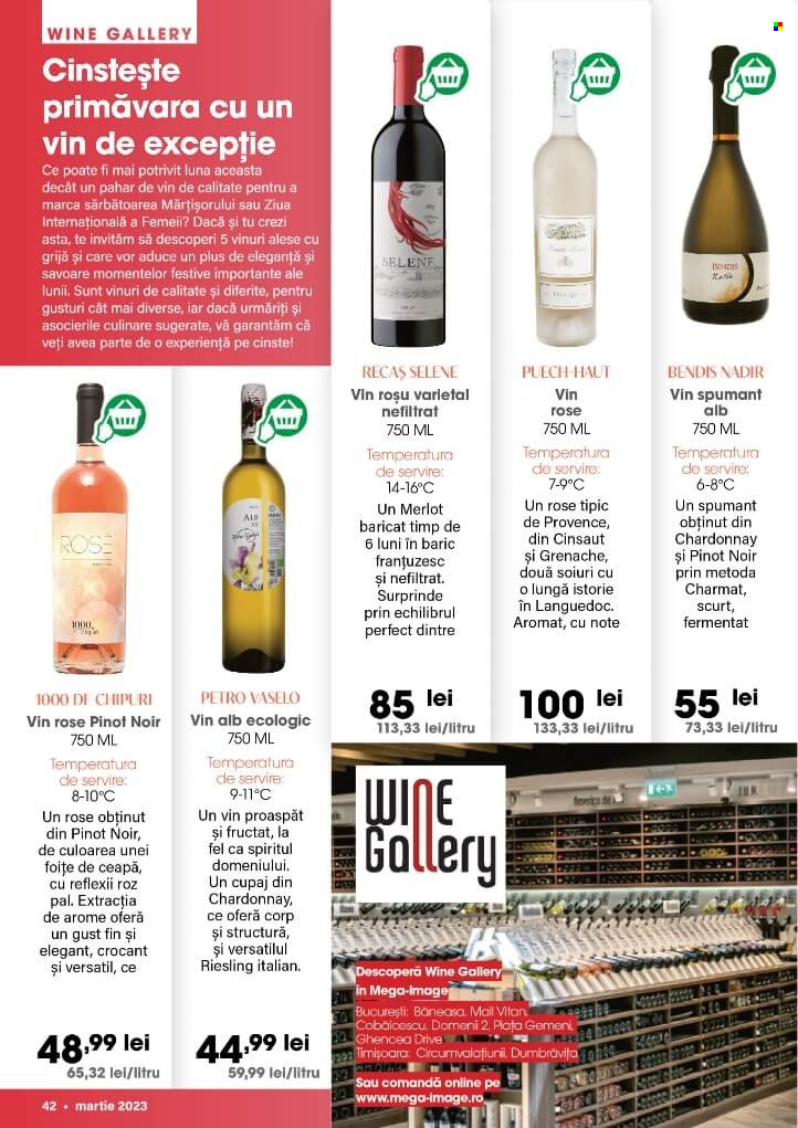 thumbnail - Cataloage Mega Image - 23.02.2023 - 29.03.2023 - Produse în vânzare - Chardonnay, Merlot, Pinot Noir, vin alb, Riesling, vin roşu, vin, vin spumant. Pagina 42.
