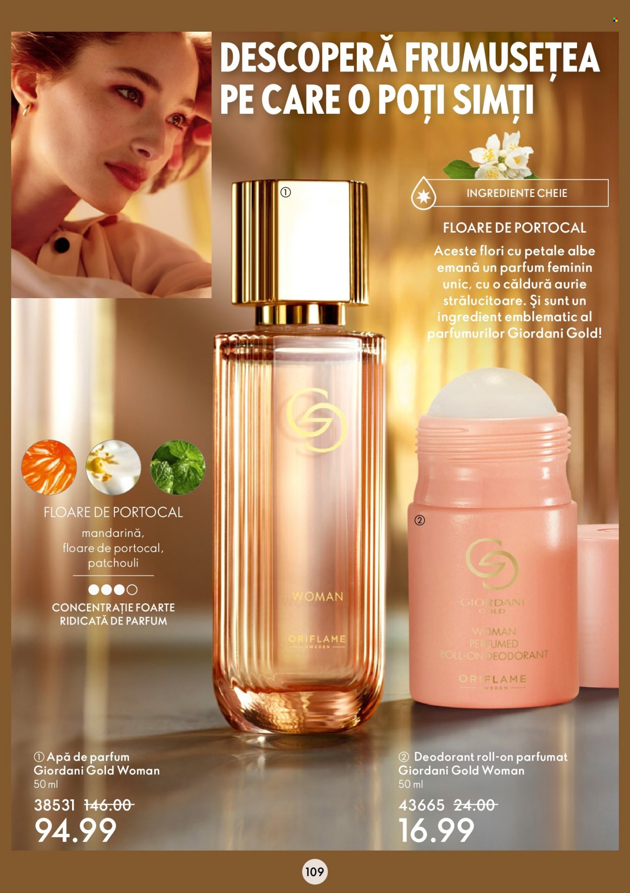 thumbnail - Cataloage Oriflame - 22.03.2023 - 11.04.2023 - Produse în vânzare - apă de parfum, deodorant, Giordani Gold, roll-on. Pagina 109.