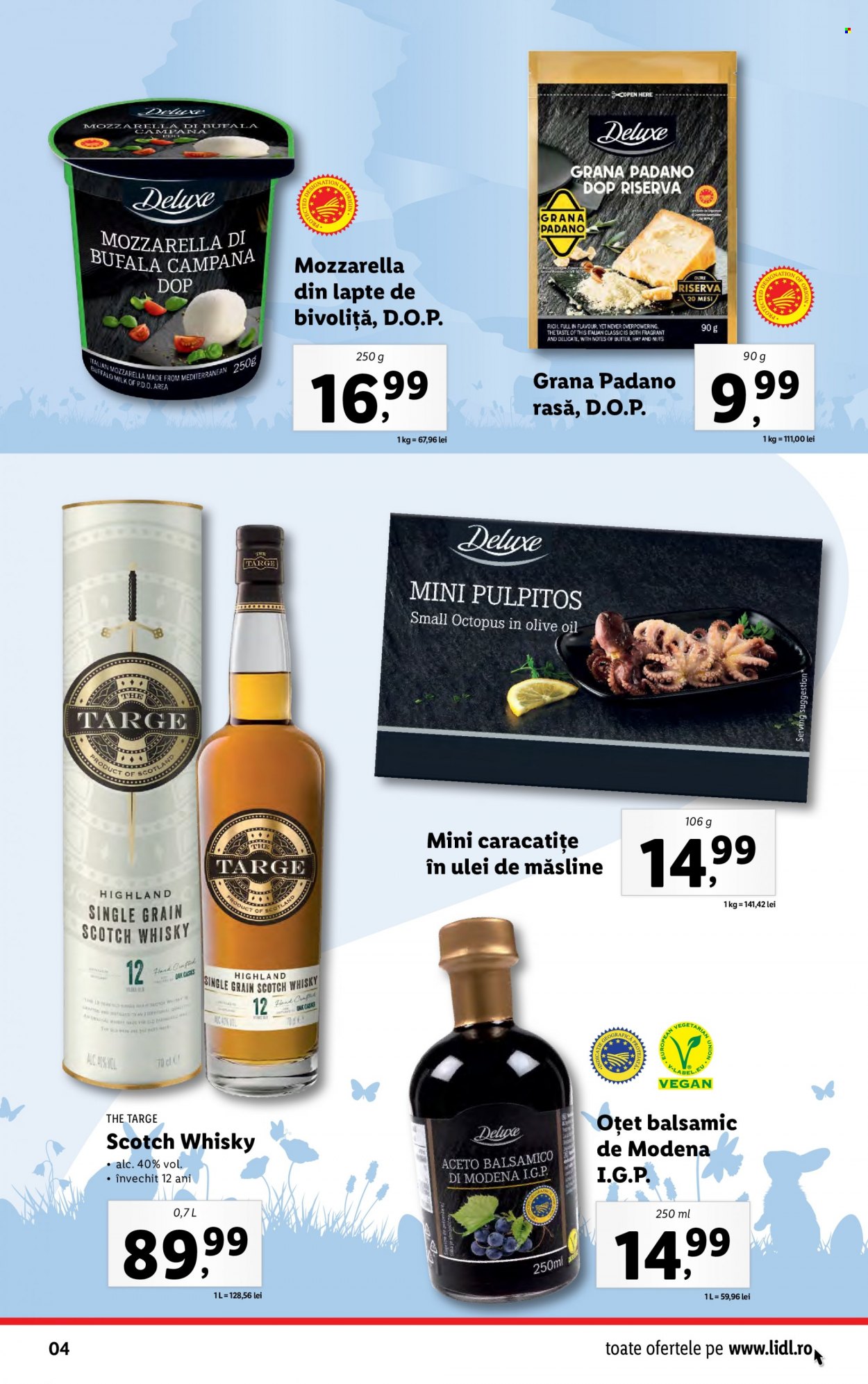 thumbnail - Cataloage Lidl - 27.03.2023 - 02.04.2023 - Produse în vânzare - alcool, Grana Padano, mozzarella, oţet, oțet balsamic, Scotch Whisky, whisky. Pagina 4.