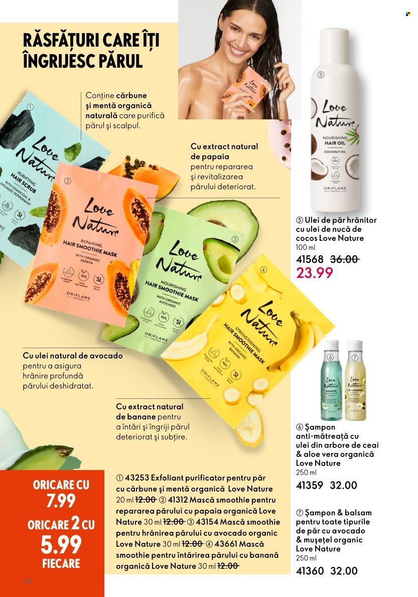 thumbnail - Cataloage Oriflame - 24.05.2023 - 13.06.2023 - Produse în vânzare - șampon, şampon & balsam, şampon anti-mătreaţă, exfoliante, mască, ulei de păr. Pagina 48.