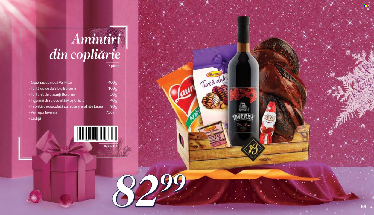 thumbnail - Cataloage Selgros - Produse în vânzare - cozonac, turtă dulce, tort, ciocolată, stafide, vin roşu, vin, Moș Crăciun. Pagina 89.