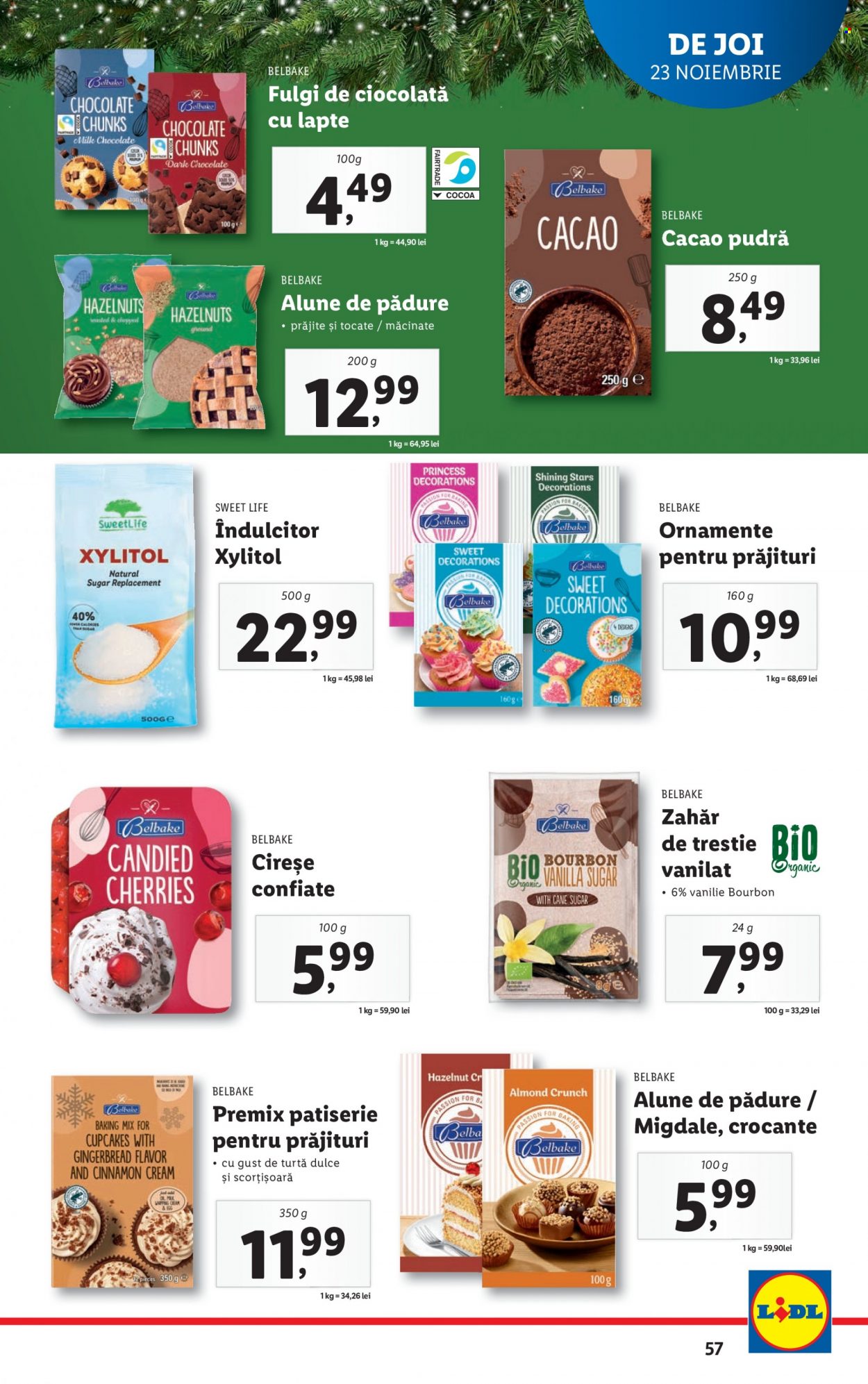 thumbnail - Cataloage Lidl - 20.11.2023 - 26.11.2023 - Produse în vânzare - cupcakes, prăjitură, turtă dulce, cireşe, zahăr, scorţişoară, migdale, Princess. Pagina 57.
