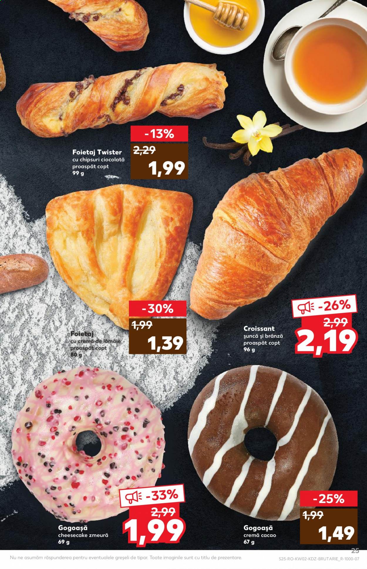 thumbnail - Cataloage Kaufland - 13.01.2021 - 19.01.2021 - Produse în vânzare - croissant, foietaj, gogoașă, lămâi, șuncă, brânză, ciocolată, cremă. Pagina 25.