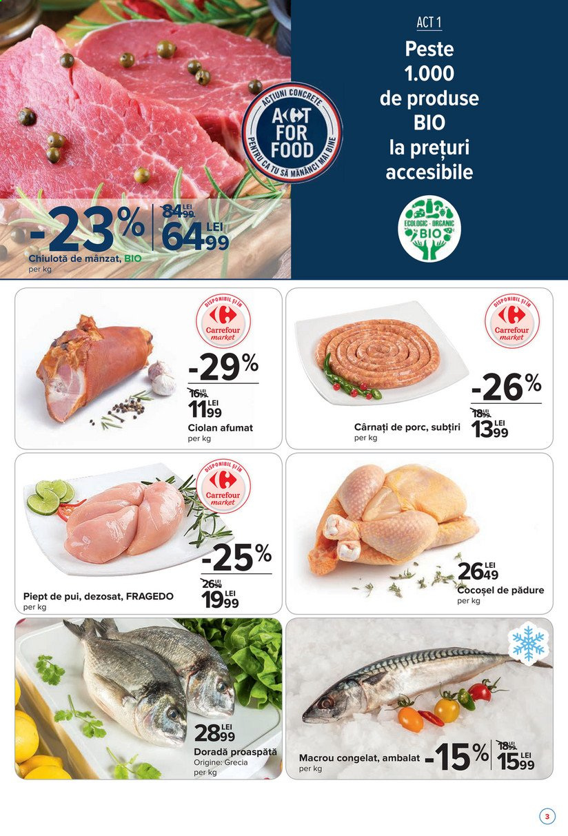 thumbnail - Cataloage Carrefour - 21.01.2021 - 27.01.2021 - Produse în vânzare - piept de pui, cârnați de porc, ciolan afumat. Pagina 3.