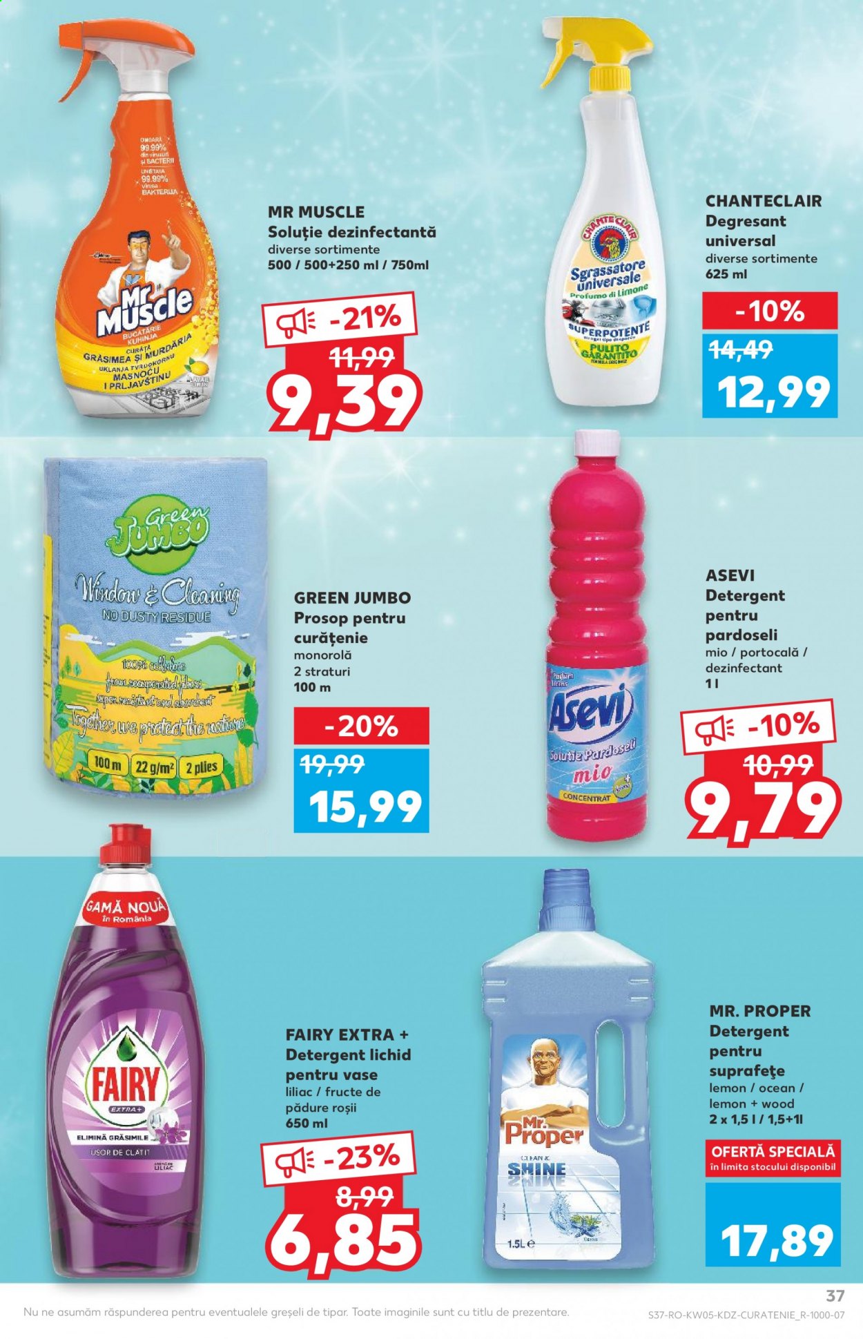 thumbnail - Cataloage Kaufland - 03.02.2021 - 09.02.2021 - Produse în vânzare - detergent, detergent pentru pardoseli, Mr. Muscle, Fairy, prosop. Pagina 37.