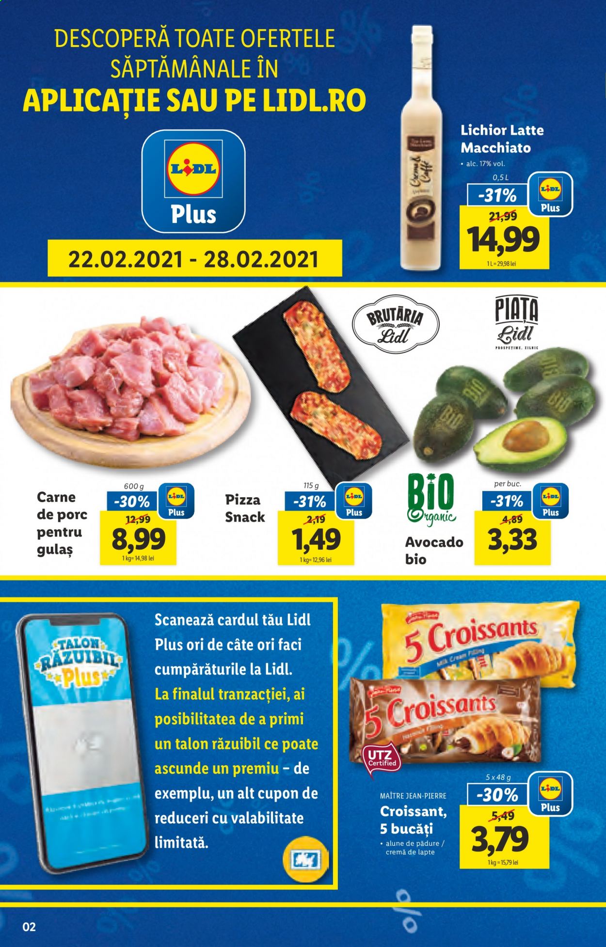 thumbnail - Cataloage Lidl - 22.02.2021 - 28.02.2021 - Produse în vânzare - croissant, pizza, lapte, cremă, Plus-Plus. Pagina 2.