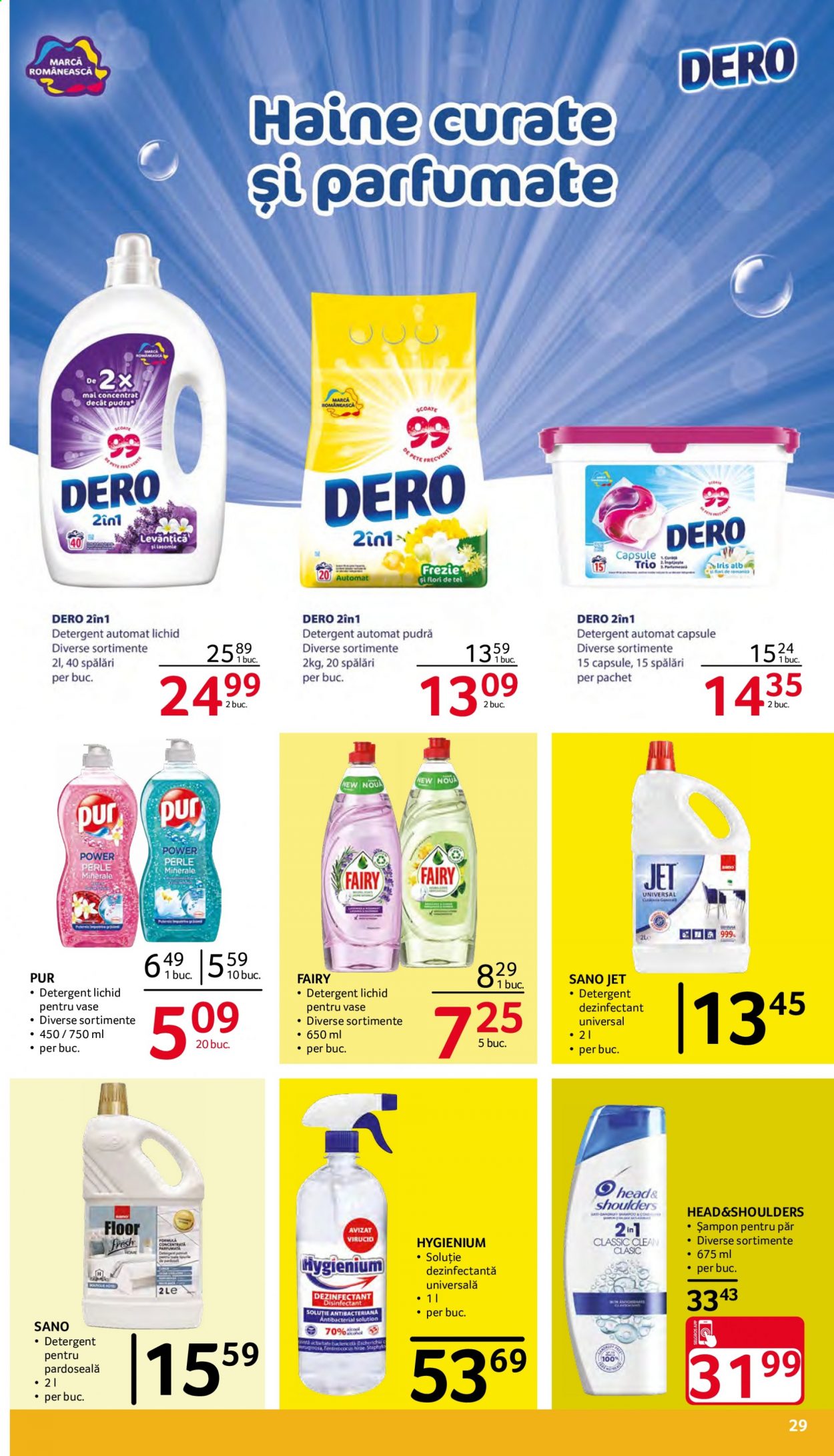 thumbnail - Cataloage Selgros - 02.04.2021 - 15.04.2021 - Produse în vânzare - detergent, Dero, detergent automat, detergent capsule, Fairy, Pur, șampon, Head & Shoulders, soluție antibacteriană, Head. Pagina 29.