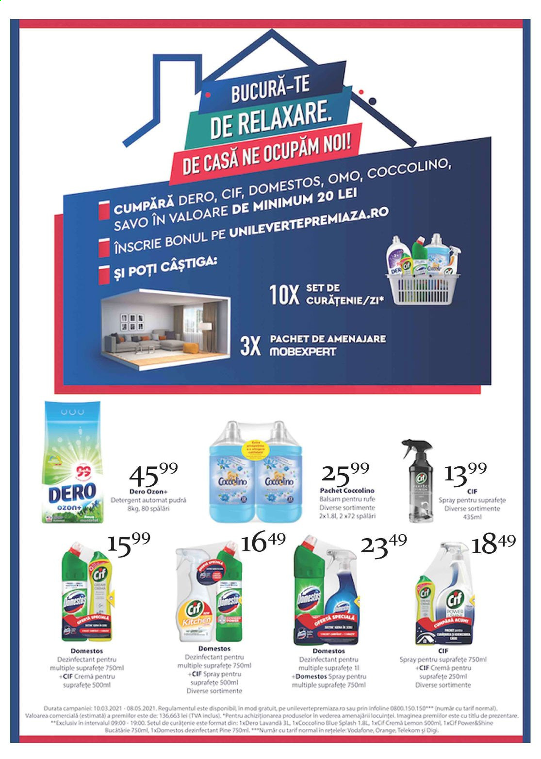 thumbnail - Cataloage remarkt - 01.04.2021 - 14.04.2021 - Produse în vânzare - Cif, detergent, Domestos, Savo, Coccolino, Dero, detergent automat, cremă, pudră. Pagina 29.