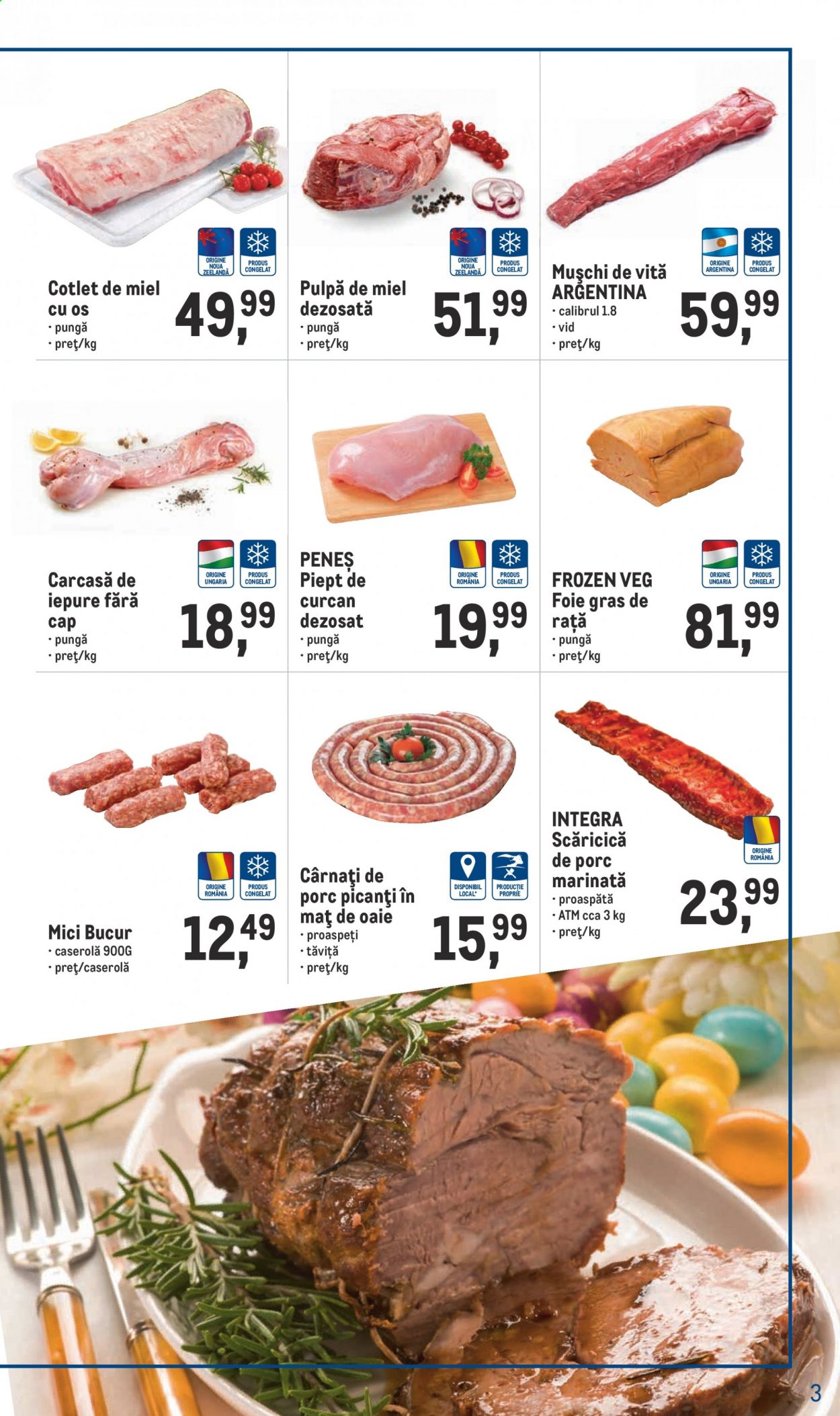 thumbnail - Cataloage Metro - 01.04.2021 - 03.05.2021 - Produse în vânzare - carne de vită, muşchi de vită, cârnați de porc, carne de porc, scăricică de porc, pulpă de miel, iеpure proaspăt, carne de miel, carcasă de iepure, cotlet de miel, cârnaţi. Pagina 3.