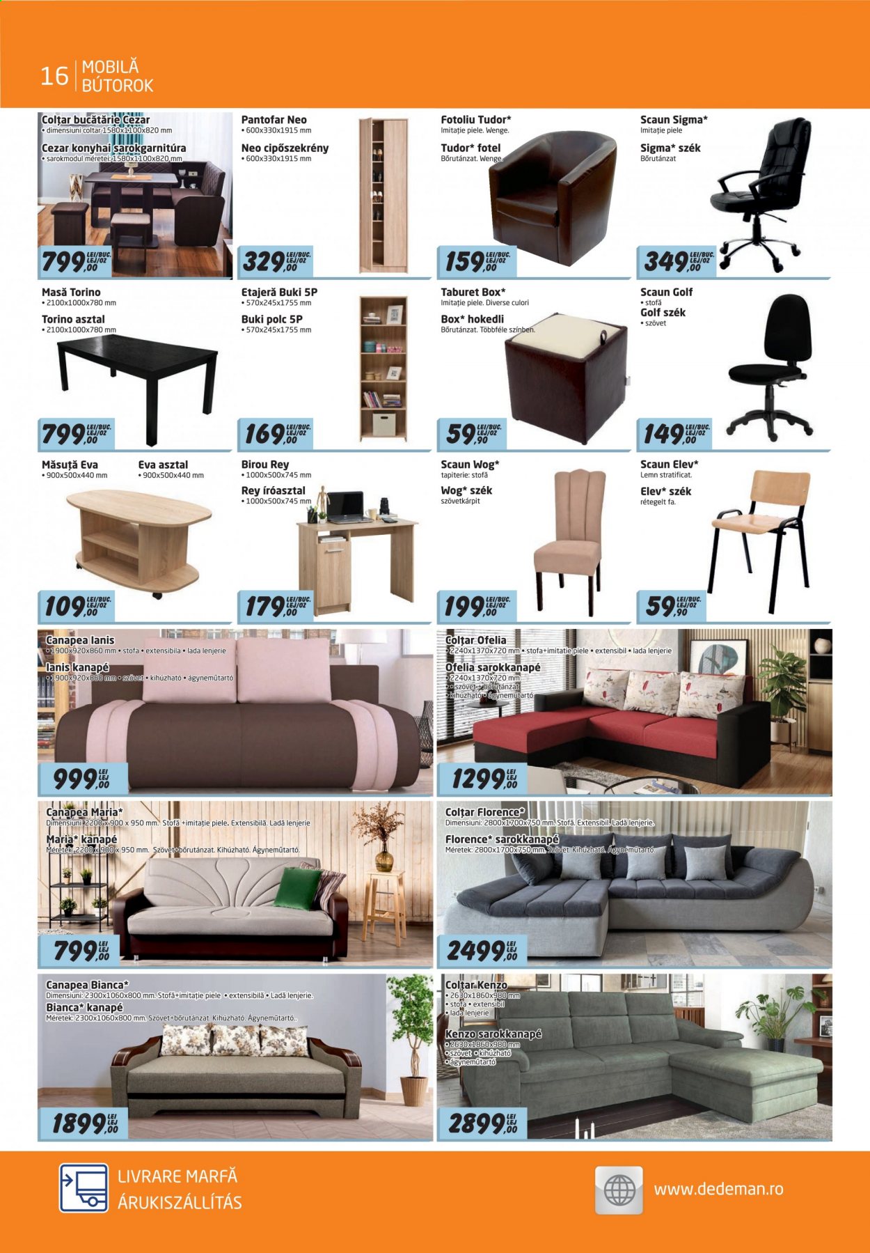 thumbnail - Cataloage Dedeman - 09.04.2021 - 30.04.2021 - Produse în vânzare - masă, scaun, canapea, fotoliu, tabureț, etajeră, pantofar, birou. Pagina 16.