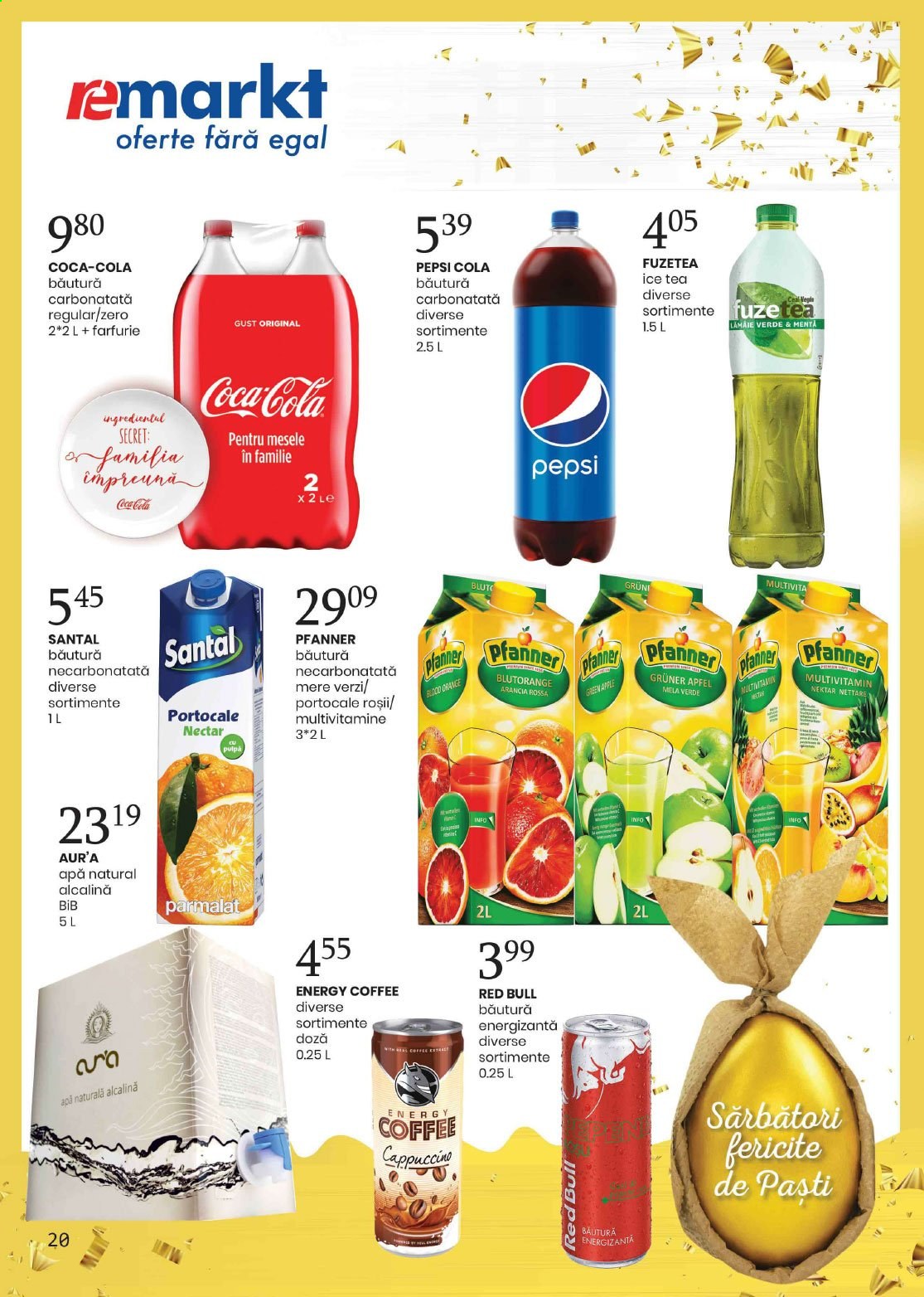 thumbnail - Cataloage remarkt - 15.04.2021 - 28.04.2021 - Produse în vânzare - Coca-Cola, nectar, Red Bull, Pepsi, Pfanner. Pagina 20.