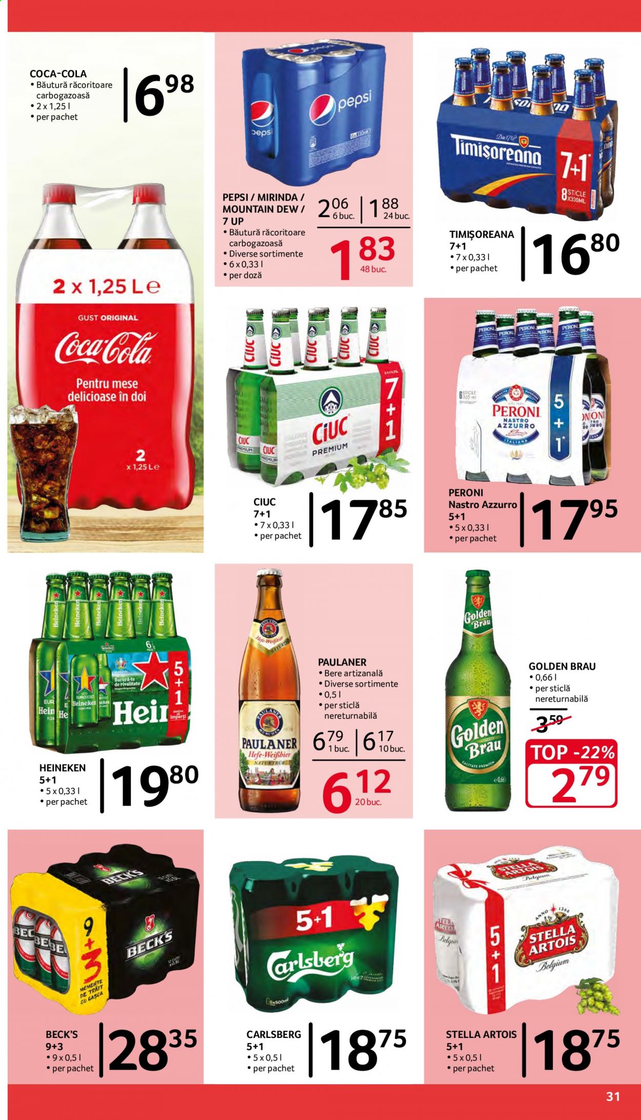 thumbnail - Cataloage Selgros - 30.04.2021 - 13.05.2021 - Produse în vânzare - bere artizanală, Stella Artois, Timișoreana, Heineken, bere, Ciuc, Coca-Cola, băutură răcoritoare, Mirinda, Pepsi, bec. Pagina 31.