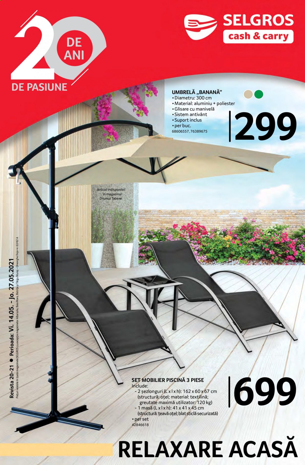 thumbnail - Cataloage Selgros - 14.05.2021 - 27.05.2021 - Produse în vânzare - set mobilier, masă, umbrelă. Pagina 1.