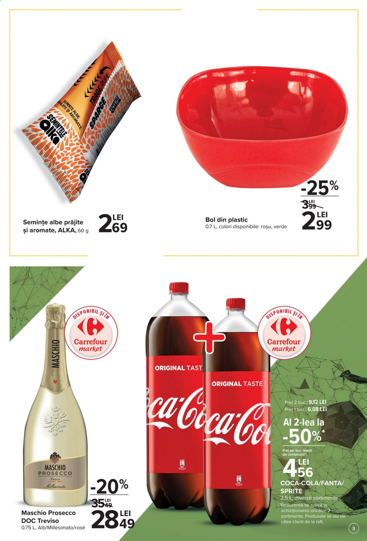 thumbnail - Cataloage Carrefour - 03.06.2021 - 16.06.2021 - Produse în vânzare - alcool, semințe albe, semințe, Coca-Cola, Fanta, Sprite, proseco, bol. Pagina 3.
