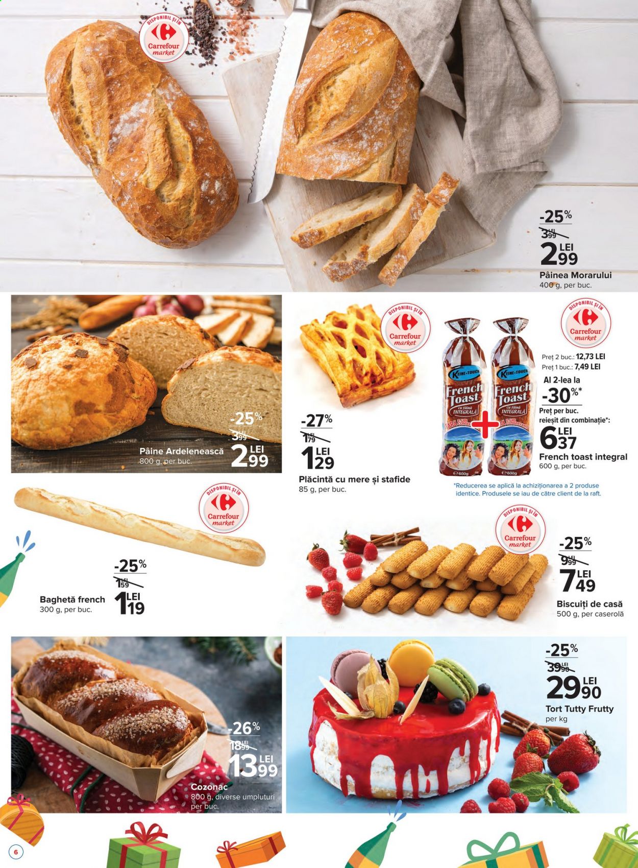 thumbnail - Cataloage Carrefour - 17.06.2021 - 30.06.2021 - Produse în vânzare - toast, pâine, baghetă, plăcintă, prăjitură, cozonac, biscuiți. Pagina 4.