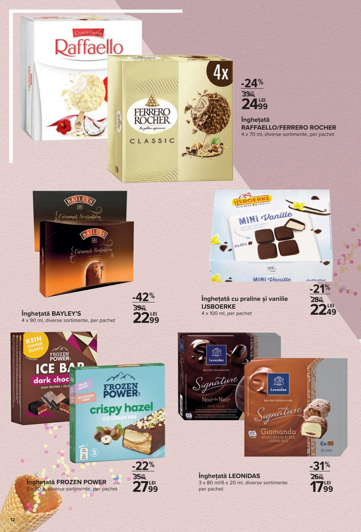 thumbnail - Cataloage Carrefour - 24.06.2021 - 07.07.2021 - Produse în vânzare - înghețată, Ferrero Rocher, praline, Baileys, Frozen. Pagina 12.